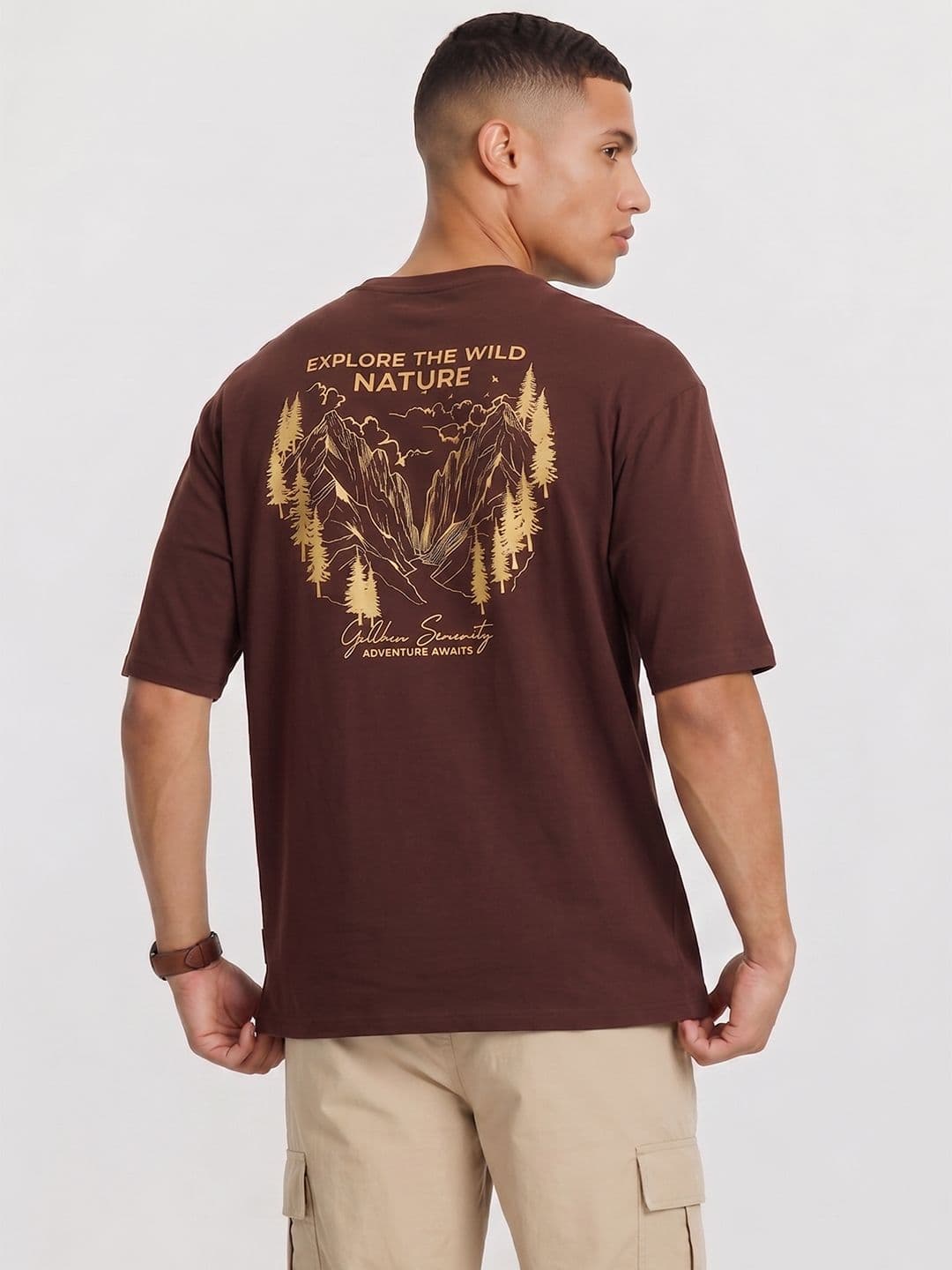 The Roadster Life Co. Printed Drop-Shoulder Sleeves Pure Cotton Relaxed Fit T-shirt - view 1