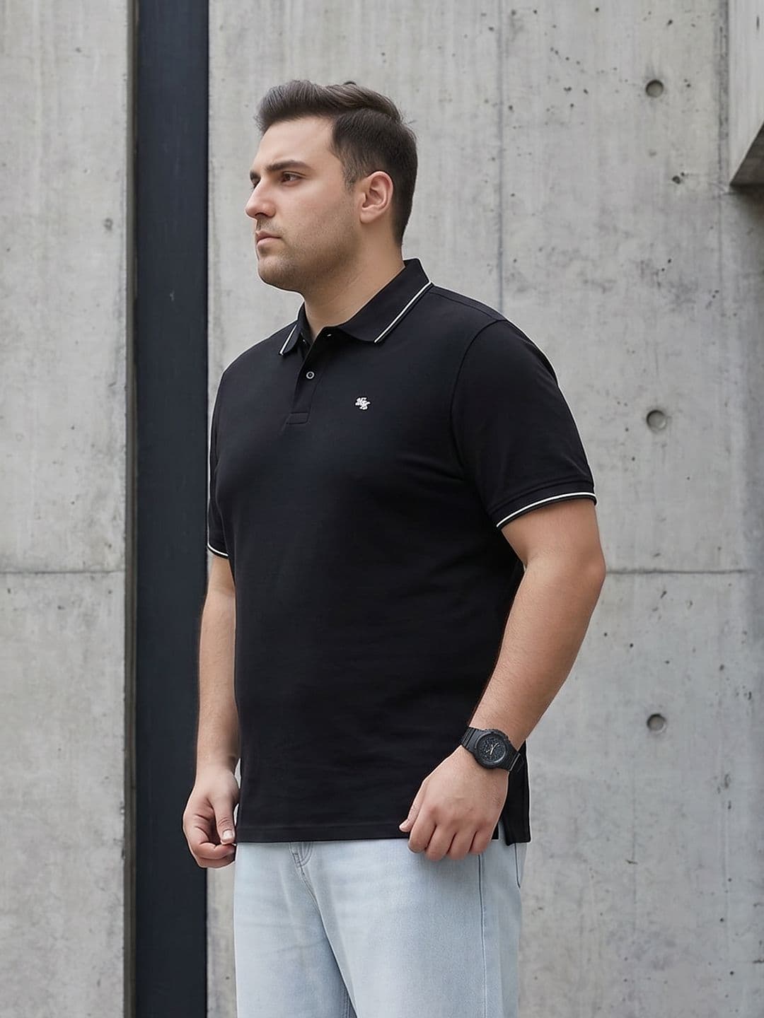 Sztori Plus Size Polo Collar Pure Cotton T-shirt - view 1