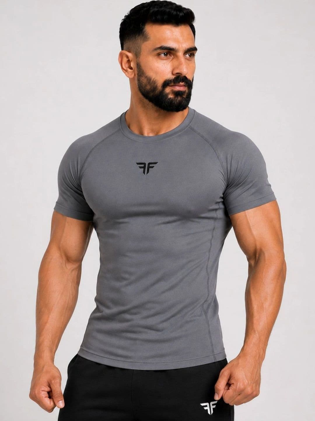 BRUTE FORCE Men Brand Logo Compression T-shirt - view 1