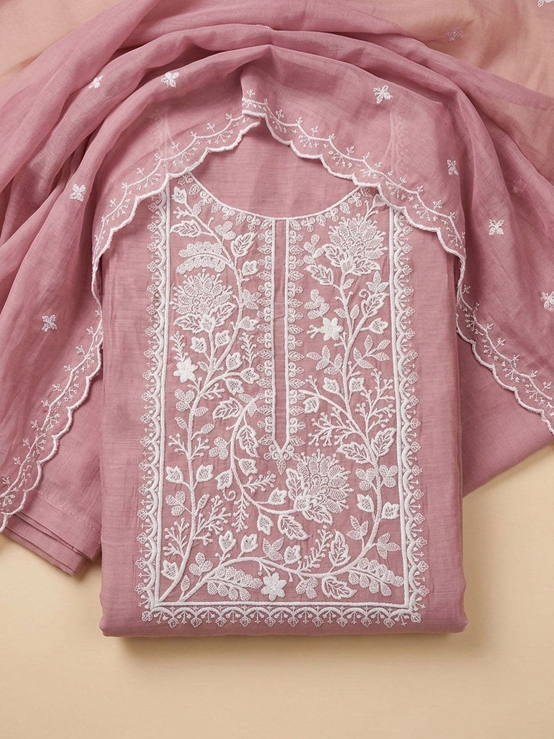 Meena Bazaar Embroidered Art Silk Unstitched Dress Material - view 1