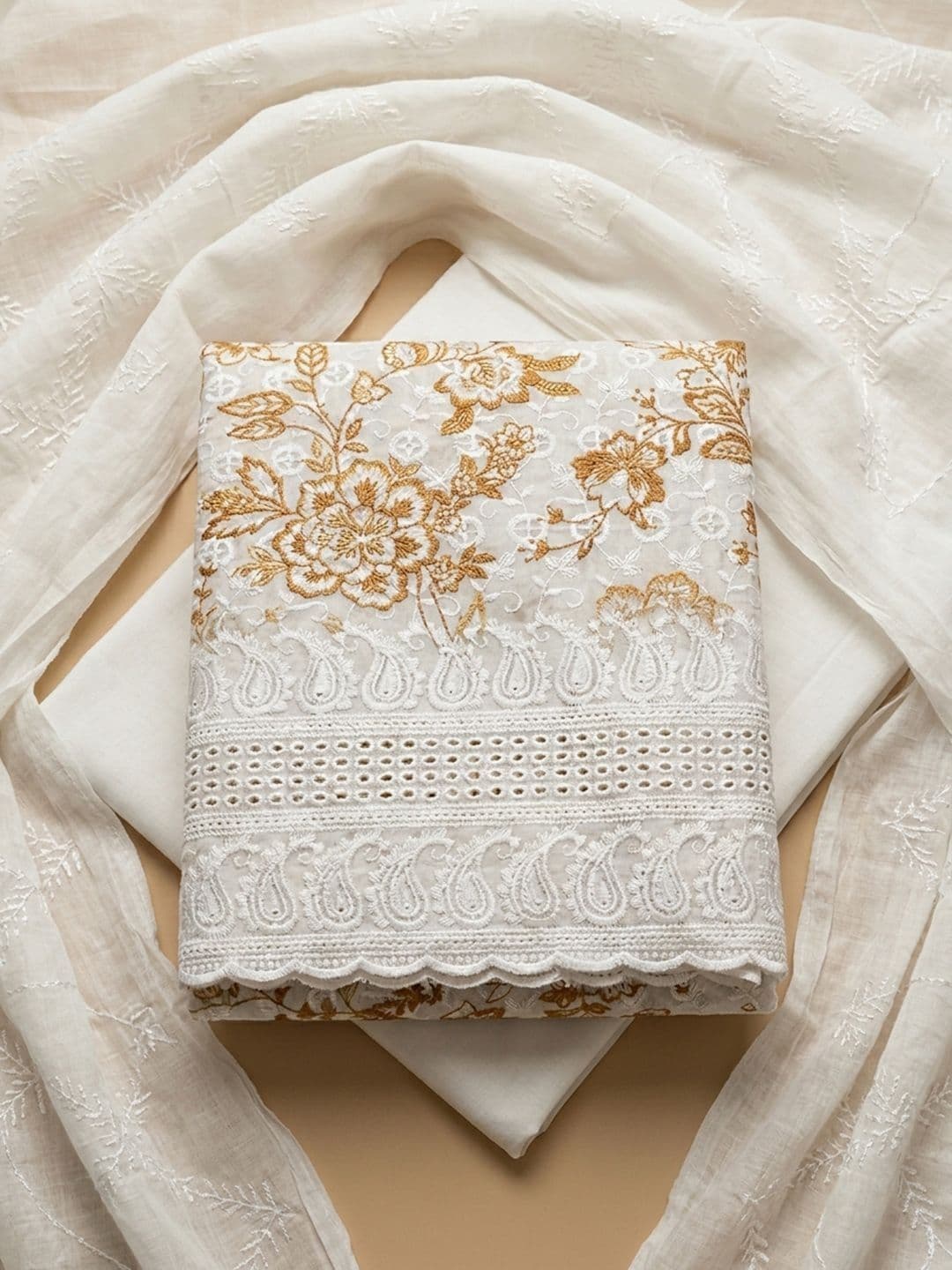 Meena Bazaar Embroidered Unstitched Dress Material - view 1