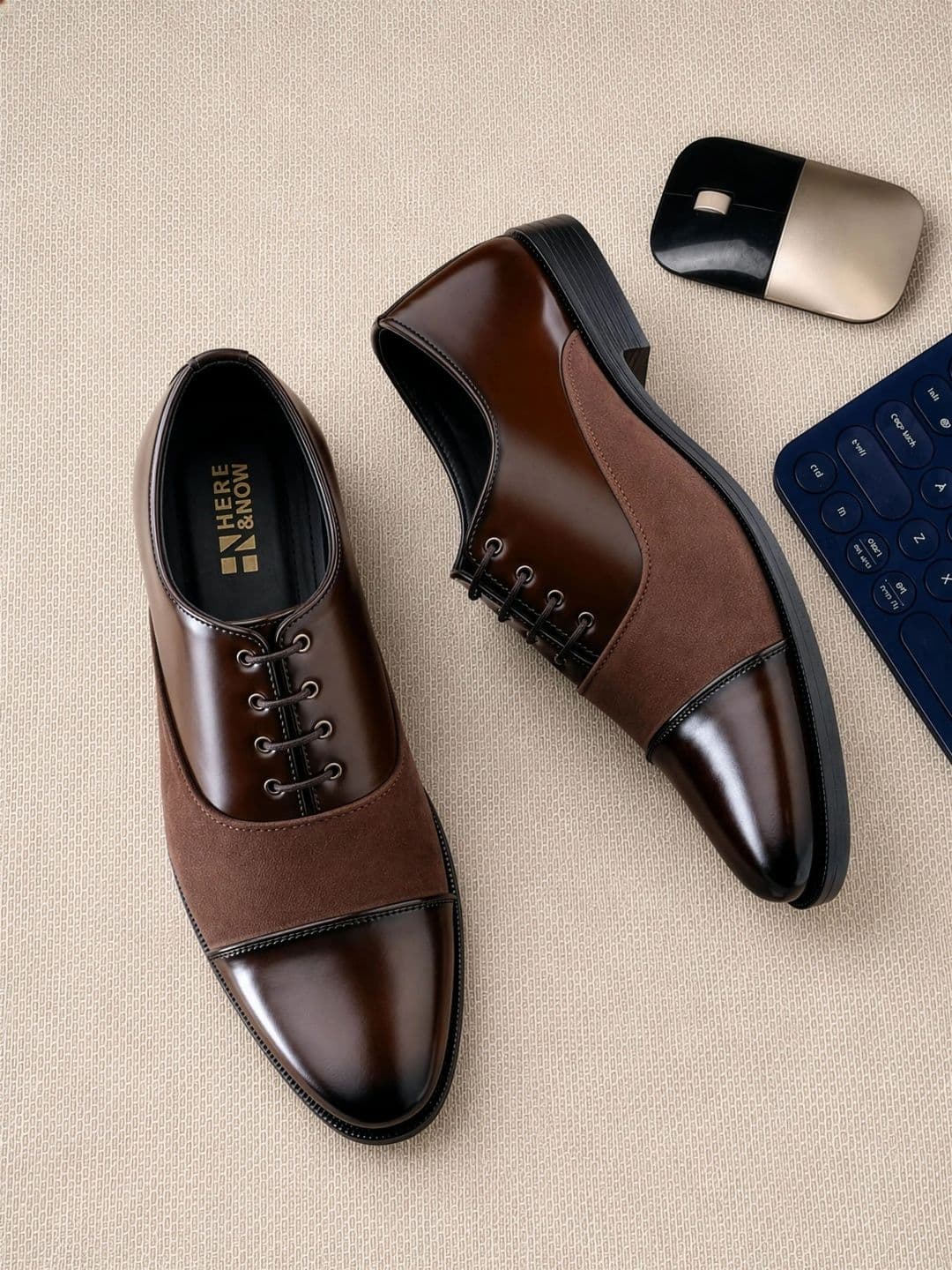HERE&NOW Men Pointed Toe Lace-Ups Formal Derbys - view 1