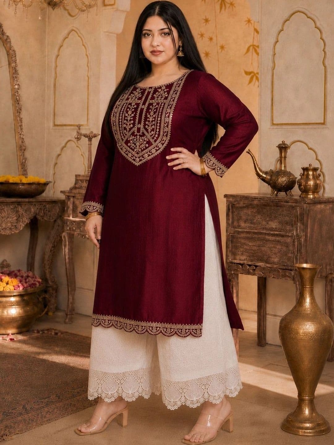 rarethread Women Ethnic Motifs Embroidered Thread Work Kurta - view 1