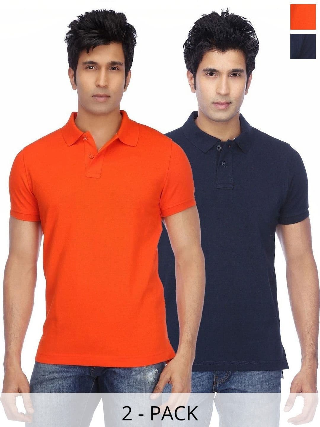 FUNKY GUYS Men 2 Polo Collar Slim Fit T-shirt - view 1