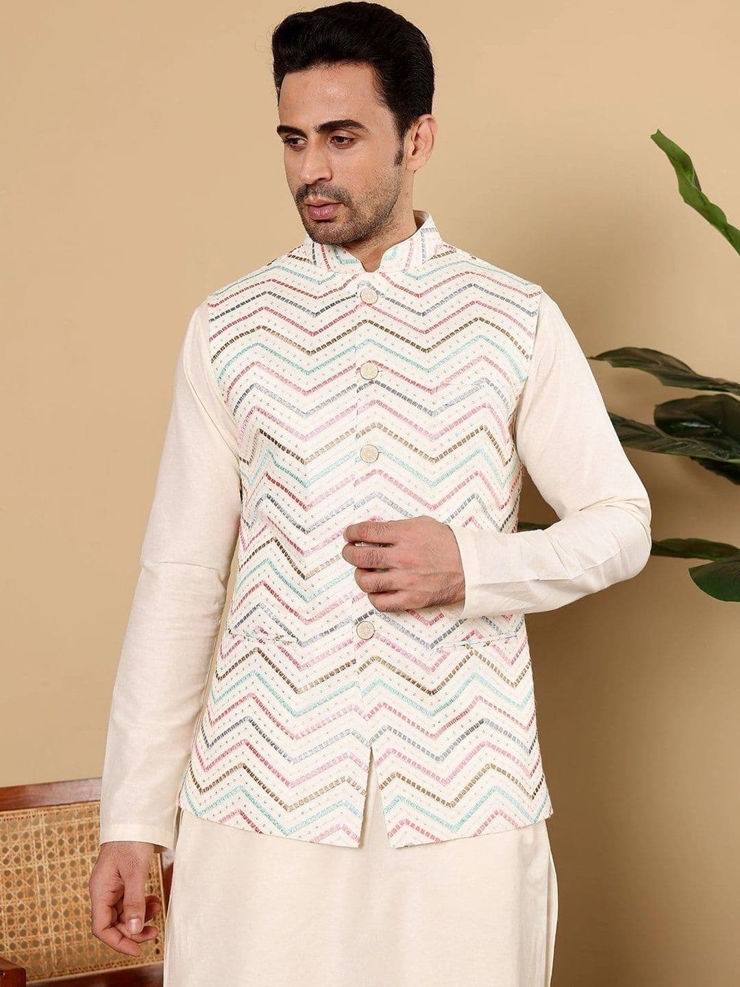 Anouk Embroidered Woven Nehru Jackets - view 1