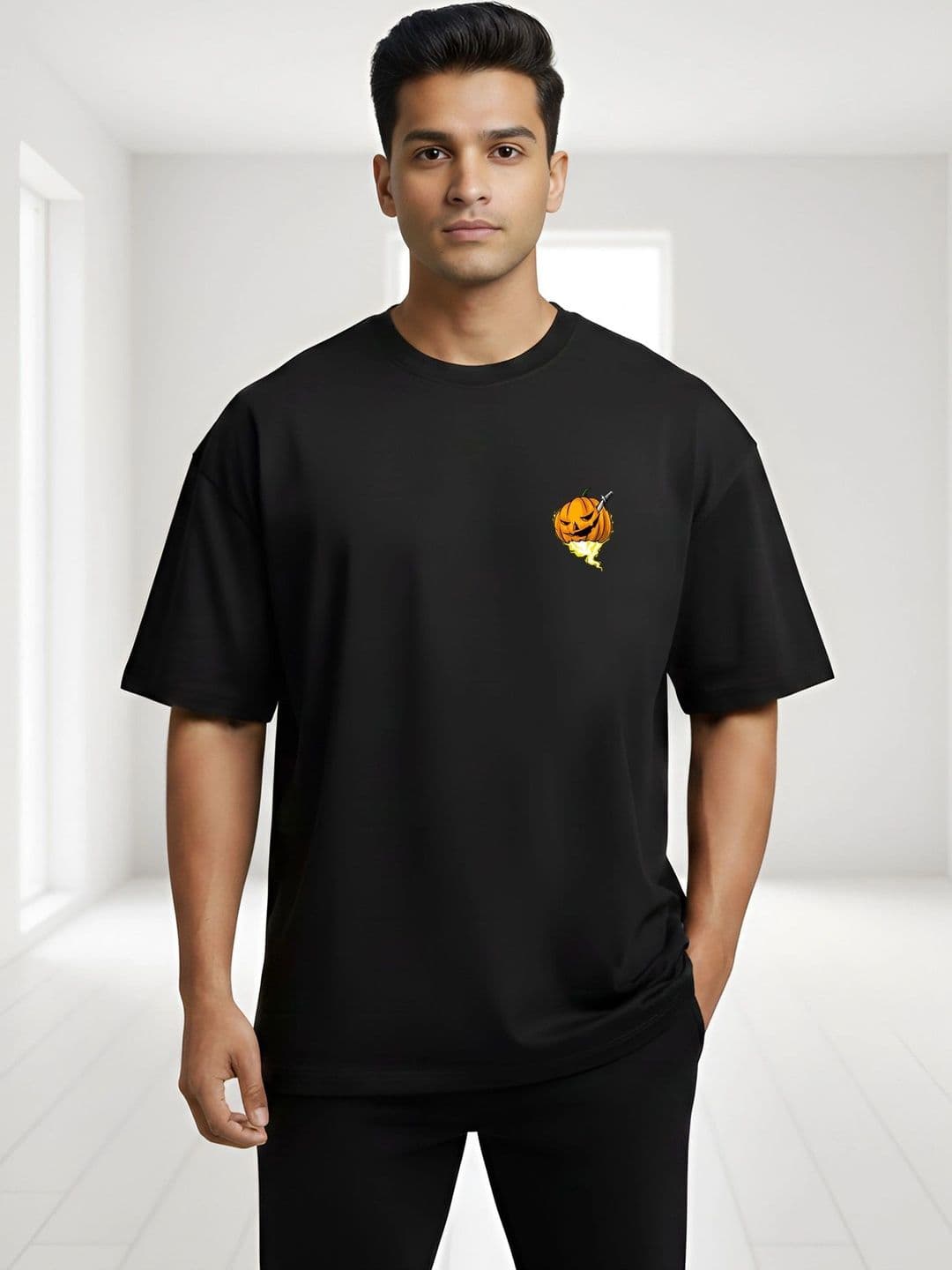 Black Pigeon Black Graphic Pumpkin Oversized T-shirt - view 1