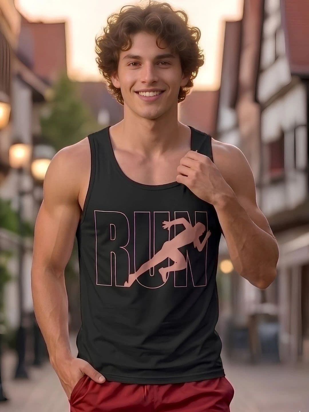 R.Code by The Roadster Life Co. Printed Gym Vest - view 1