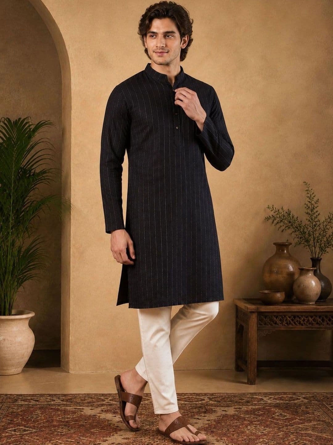 Anouk Men Striped Kurta - view 1