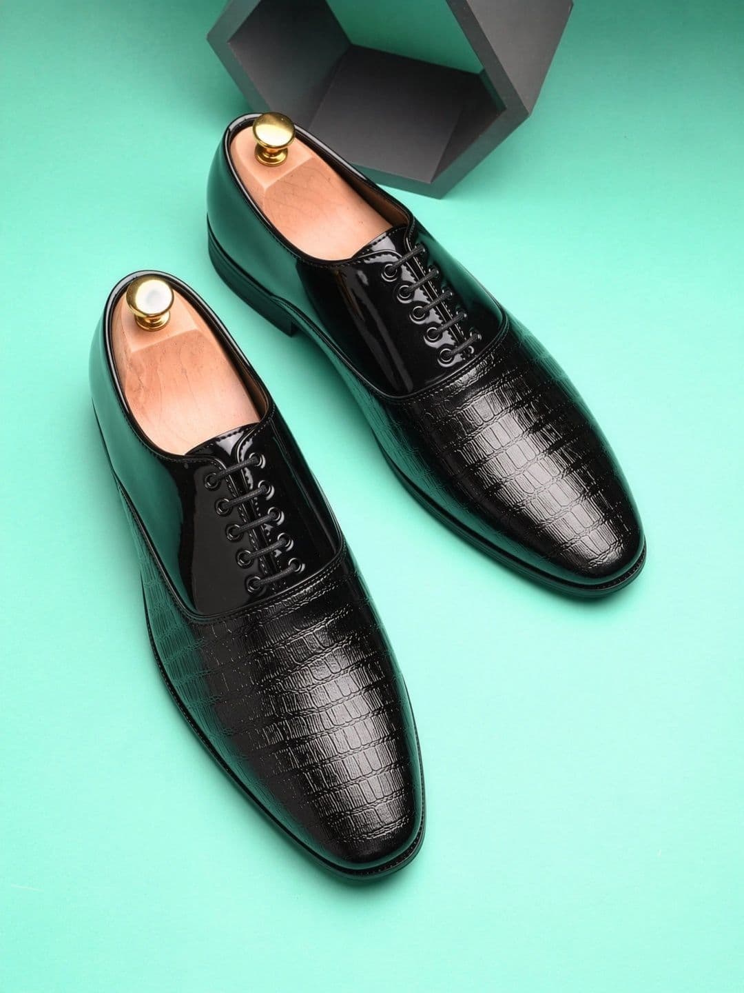 HERE&NOW Men Textured Pointed Toe Lace-Ups Formal Derbys - view 1