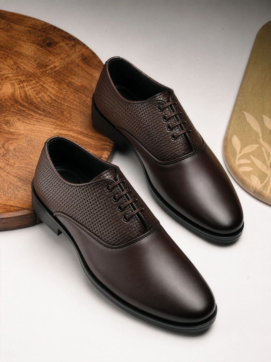 HERE&NOW Men Textured Round Toe Lace-Ups Formal Derbys - view 1