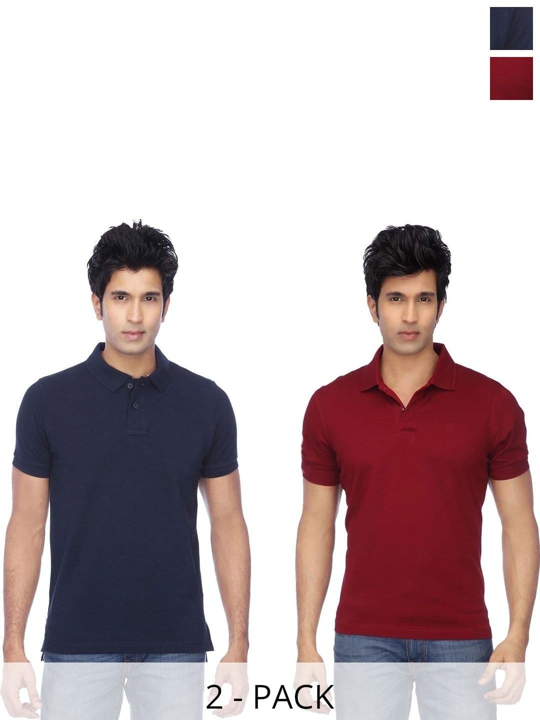 FUNKY GUYS Men 2 Polo Collar Slim Fit T-shirt - view 1