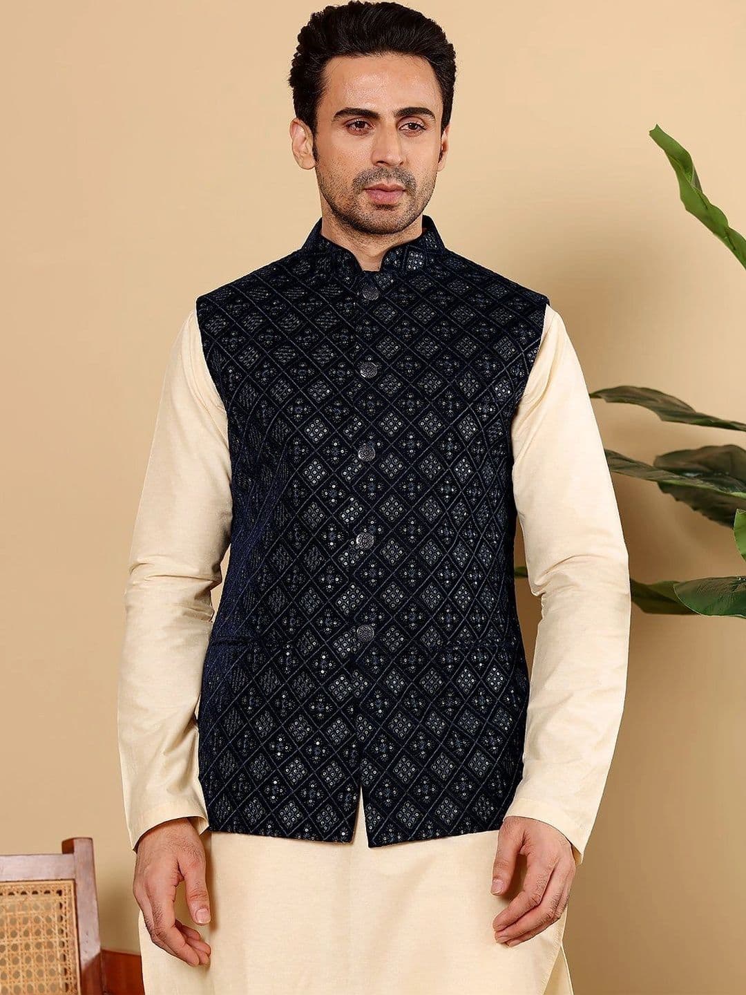 Anouk Embroidered Woven Nehru Jackets - view 1