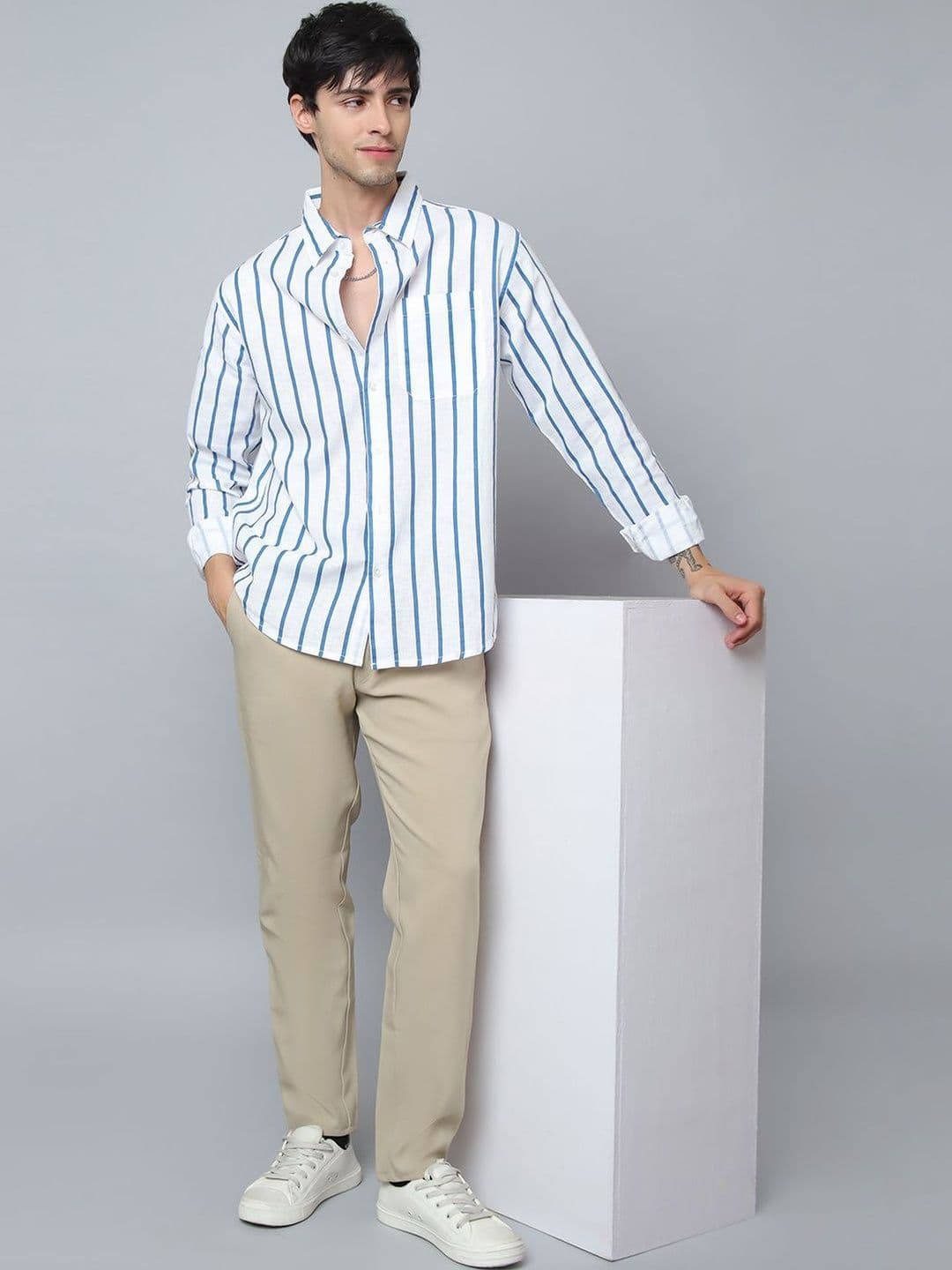 D Finish Men Relaxed Striped Casual Shirt - view 1