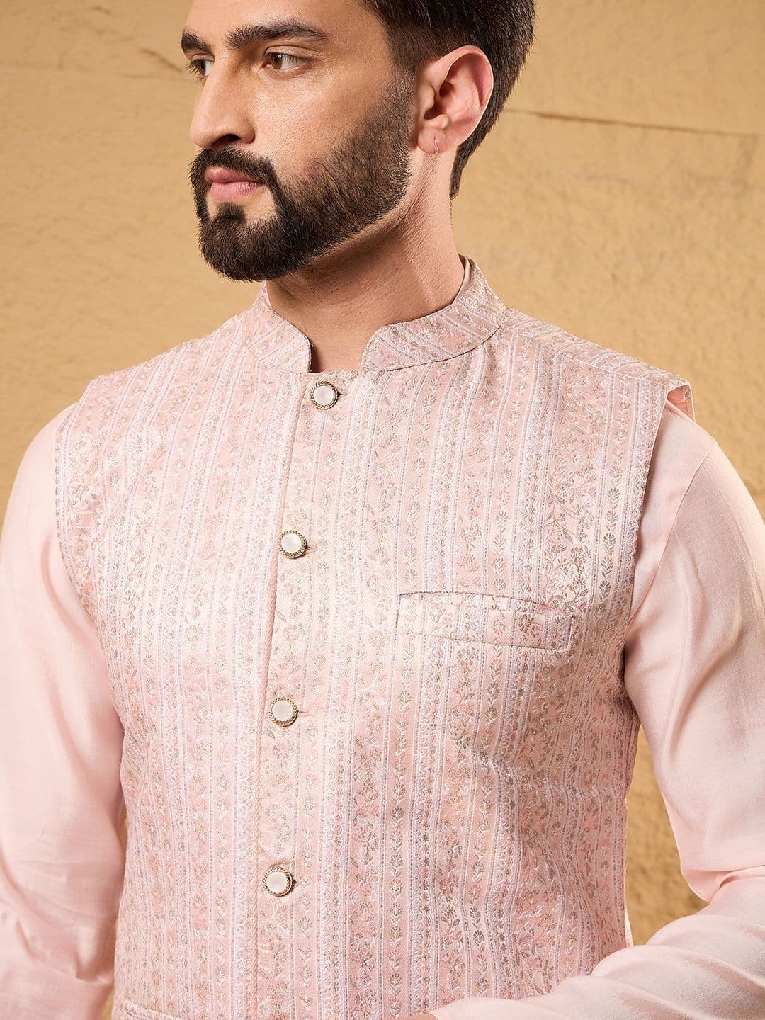 House of Pataudi Embroidered Woven Nehru Jackets - view 1