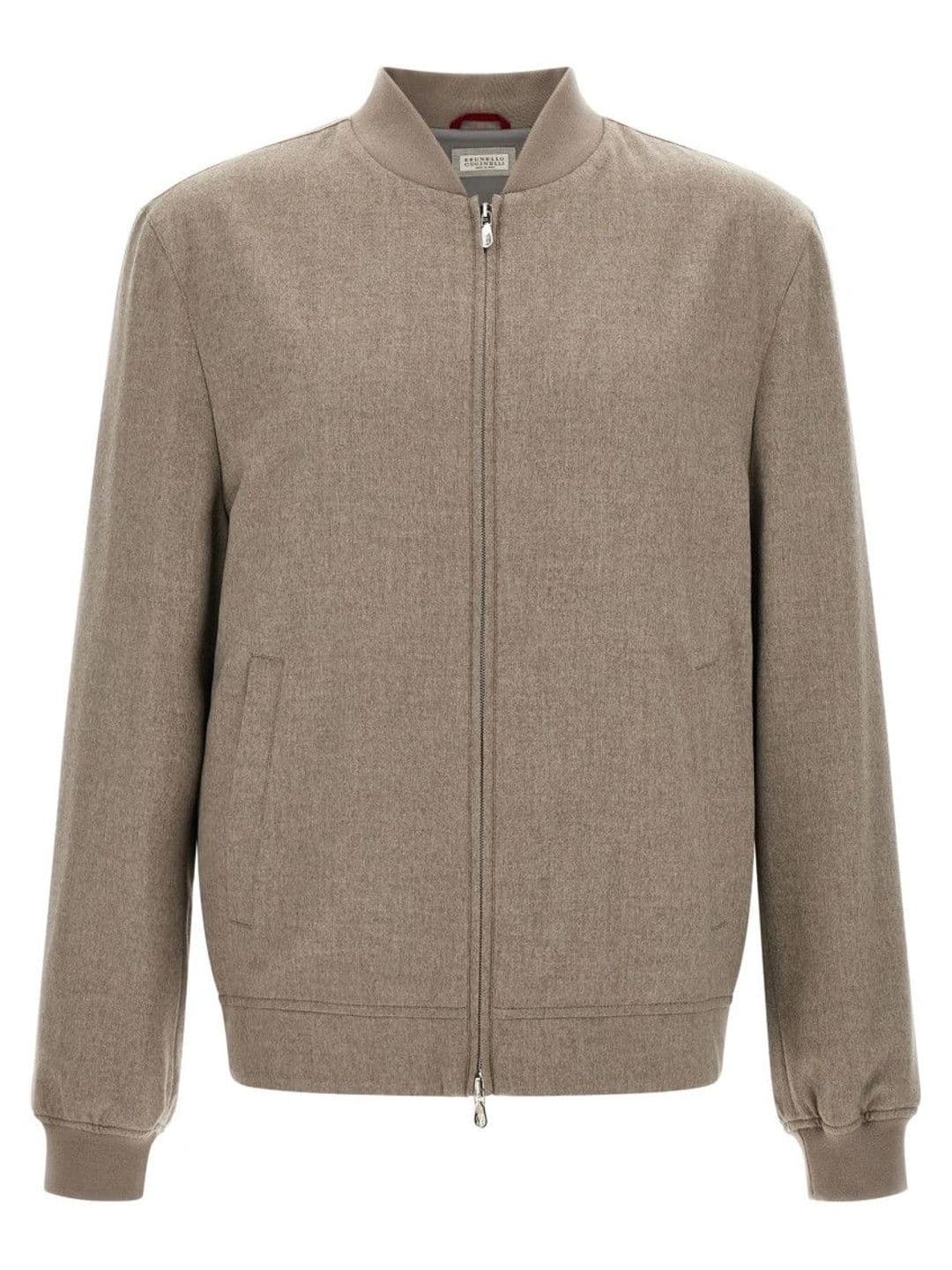 Brunello Cucinelli Taupe Textured Bomber Jacket - view 1