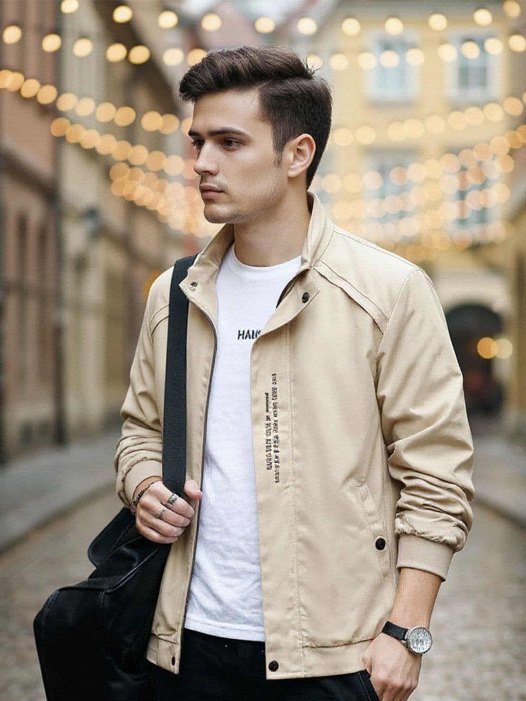 HERE&NOW Men Khaki Solid Tailored Casual Jacket - view 1