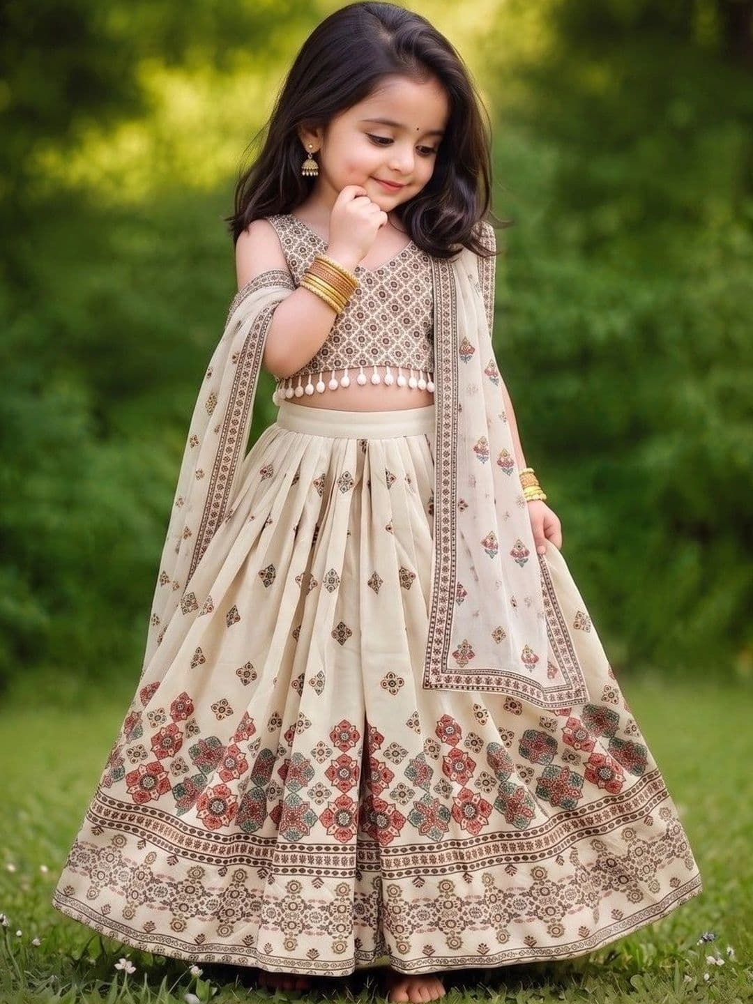Shoryam Fashion Girls Printed Ready to Wear Lehenga & Blouse With Dupatta - view 1