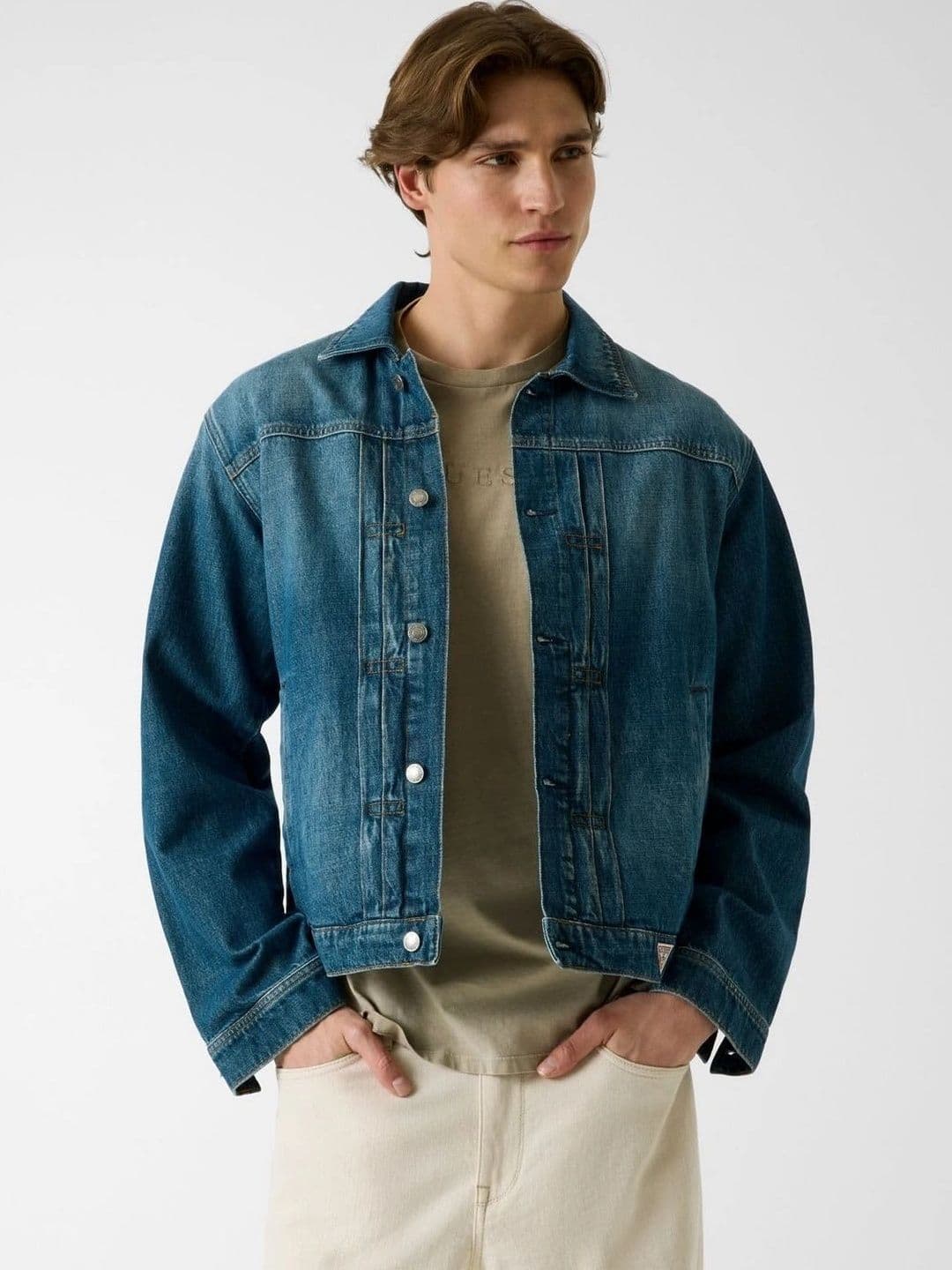 GUESS Men Cotton Solid Spread Collar Clint Sidney Denim Jacket - view 1