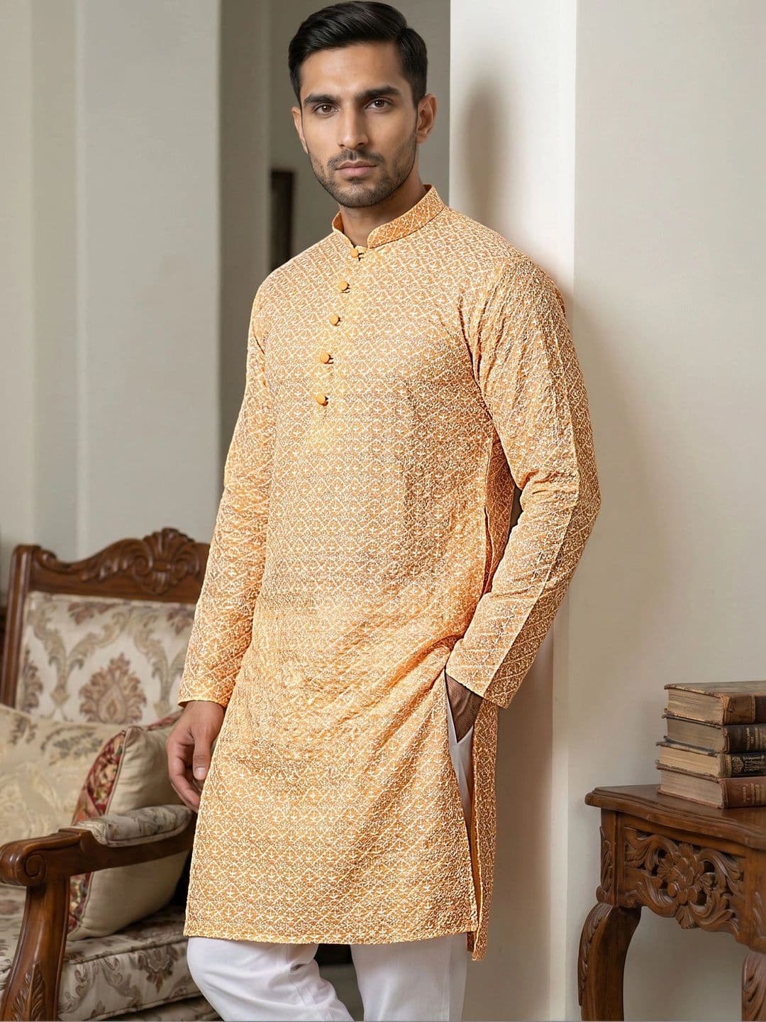 Jompers Floral Embroidered Kurta for Men - view 1