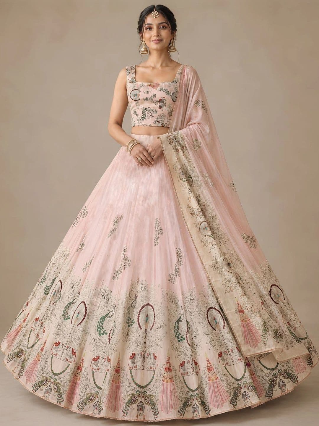 Kaizen TEXO FAB Printed Semi-Stitched Lehenga & Unstitched Blouse With Dupatta - view 1