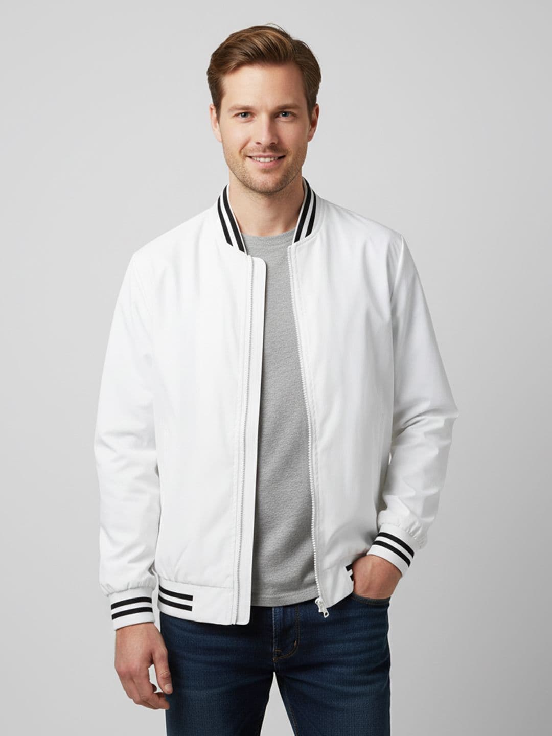 Mast & Harbour Men Collarless Bomber Jacket - view 1