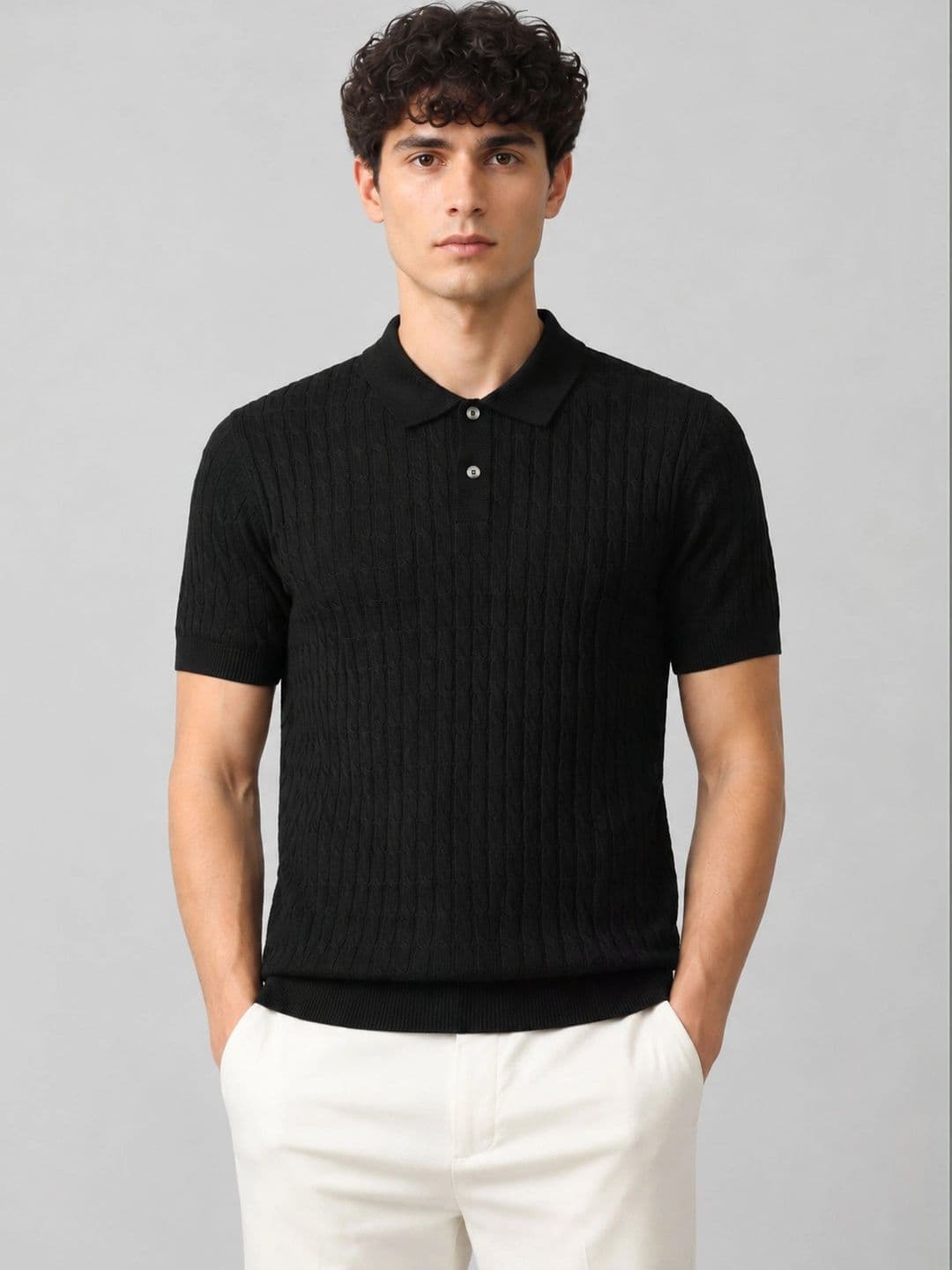 Monk Mode Men Polo Collar Pure Cotton T-shirt - view 1