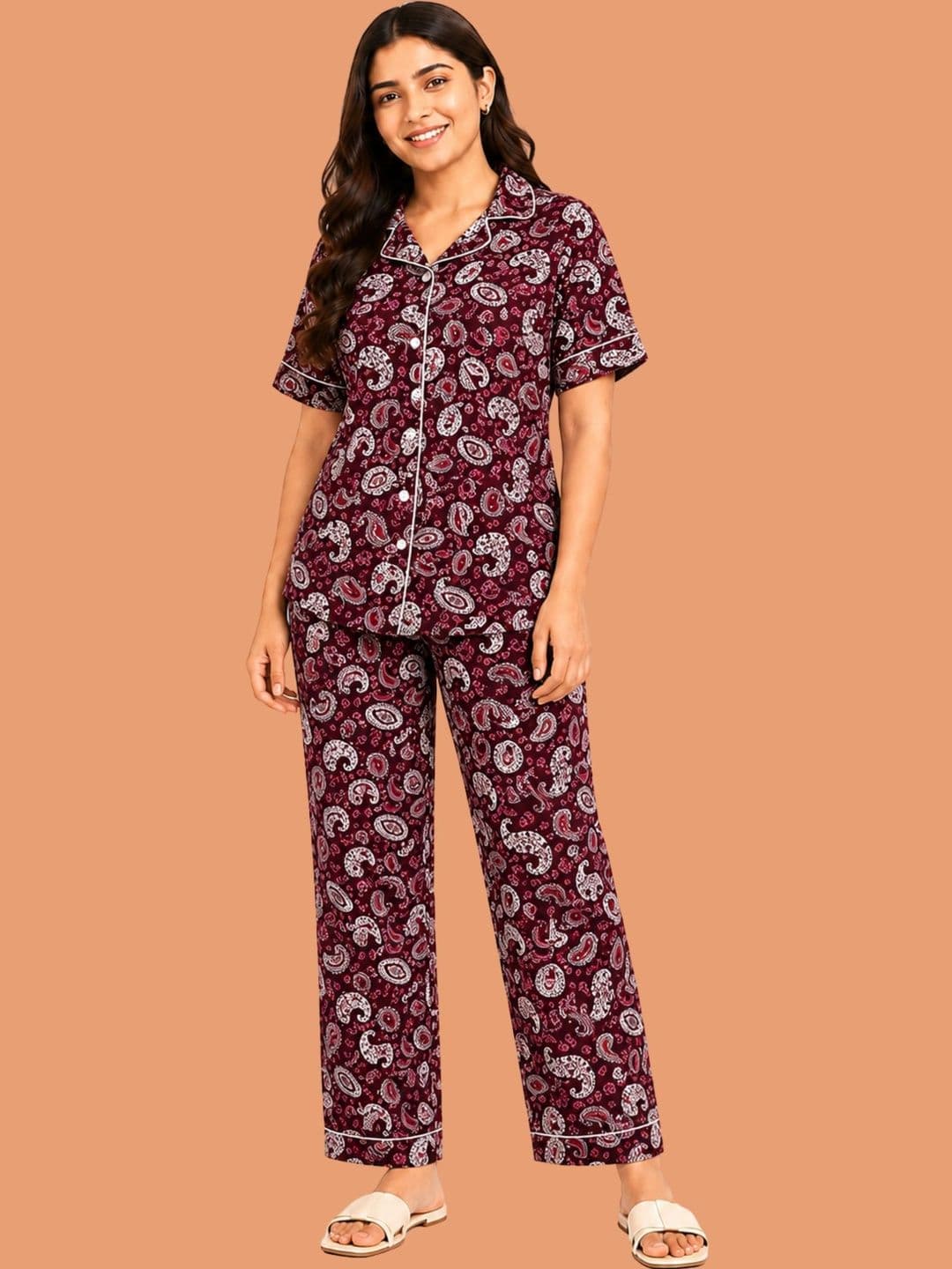 HAUTEMODA Printed Shirt with Trousers - view 1