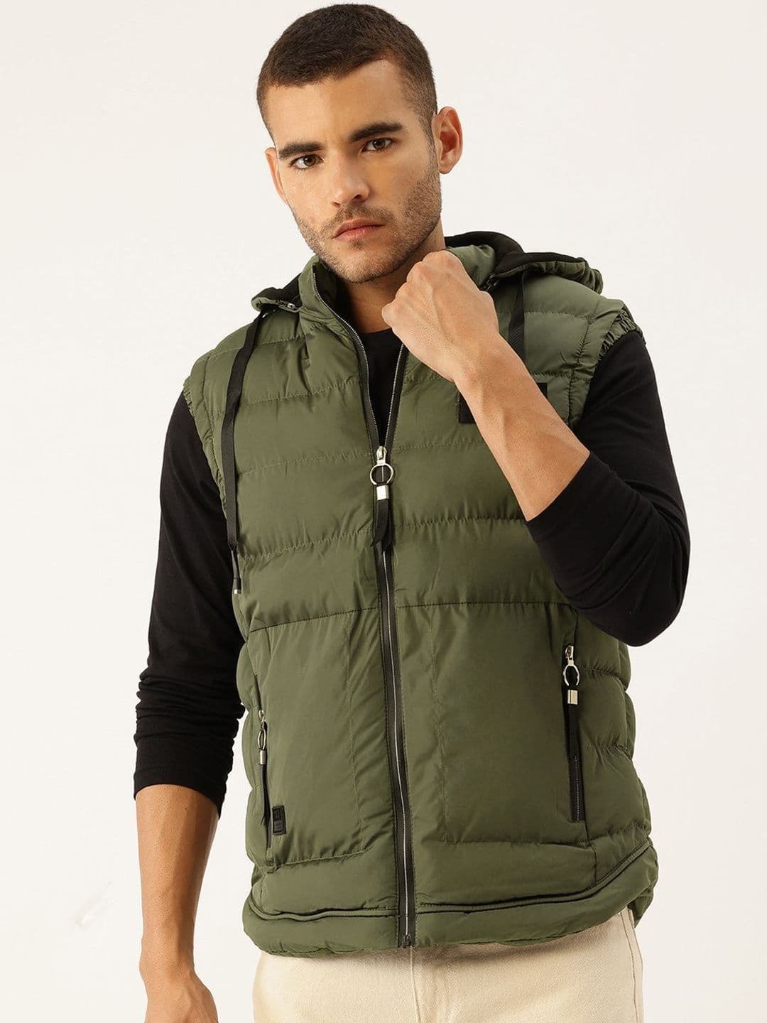 HERE&NOW Men Sleeveless Padded Jacket With Hood - view 1