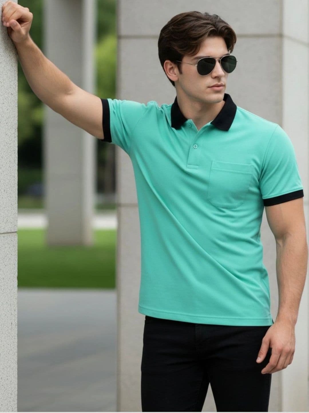 SAIKSA FASHION Men Polo Collar Pockets T-shirt - view 1