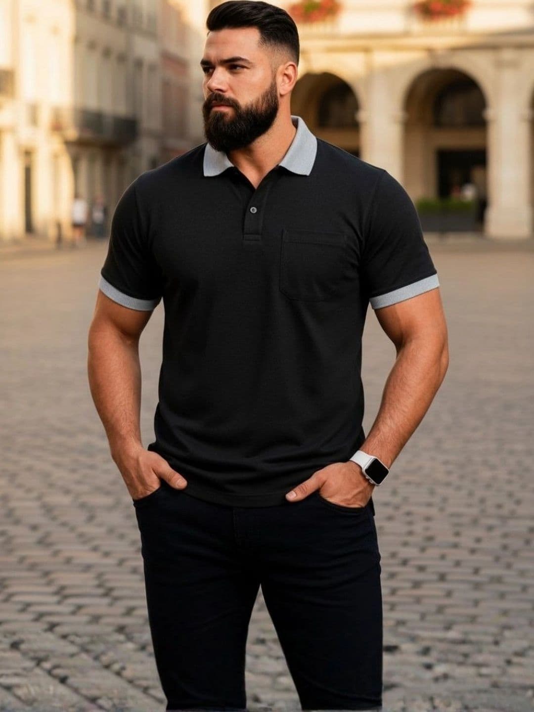 SAIKSA FASHION Men Polo Collar Pockets T-shirt - view 1