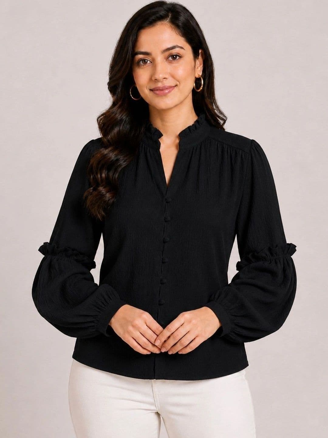C H CREATION Woven Design V-Neck Kurti - view 1