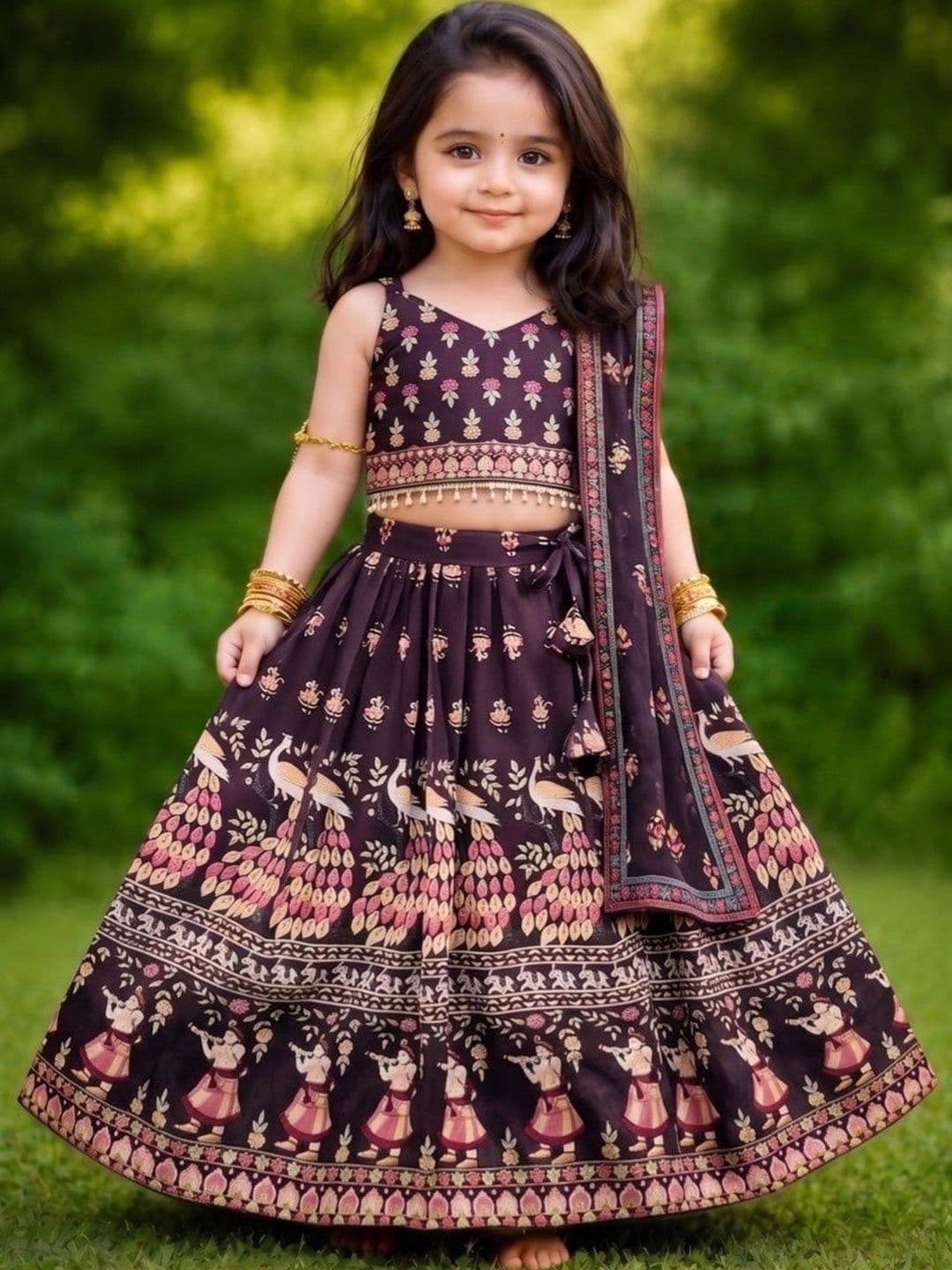 Shoryam Fashion Girls Printed Ready to Wear Lehenga & Blouse With Dupatta - view 1