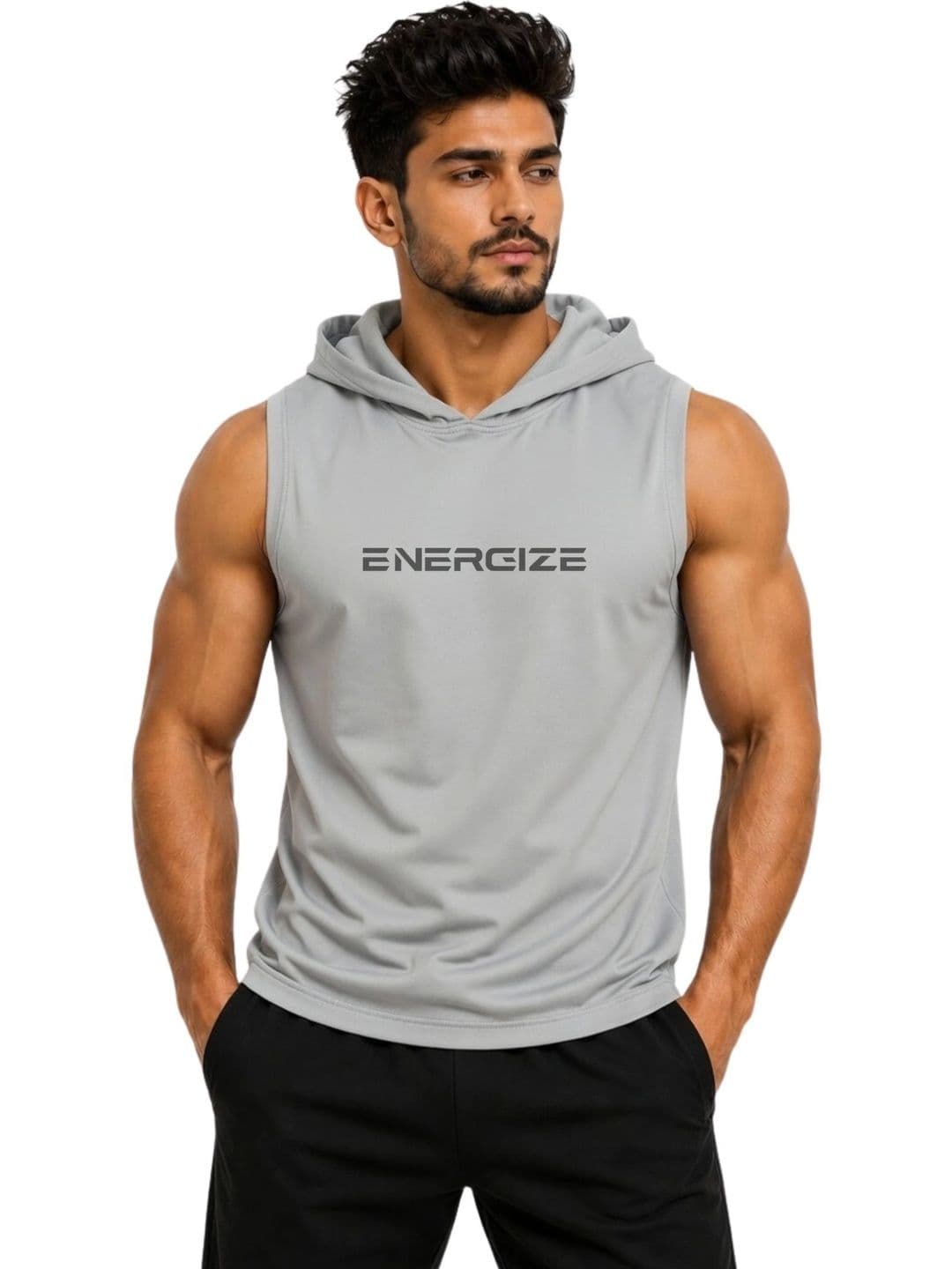 3Colors Men's Sleeveless Gym Hoodie | Quick Dry Active Hooded Tank Top | Lightweight Workout Vest for Gym, Running, Training & Fitness - view 1