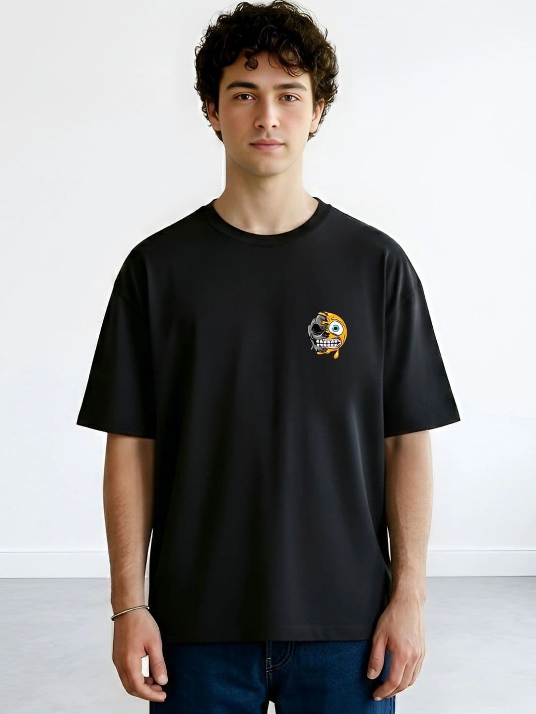 Black Pigeon Black Graphic Oversized T-shirt with Drop-Shoulder Sleeves - view 1