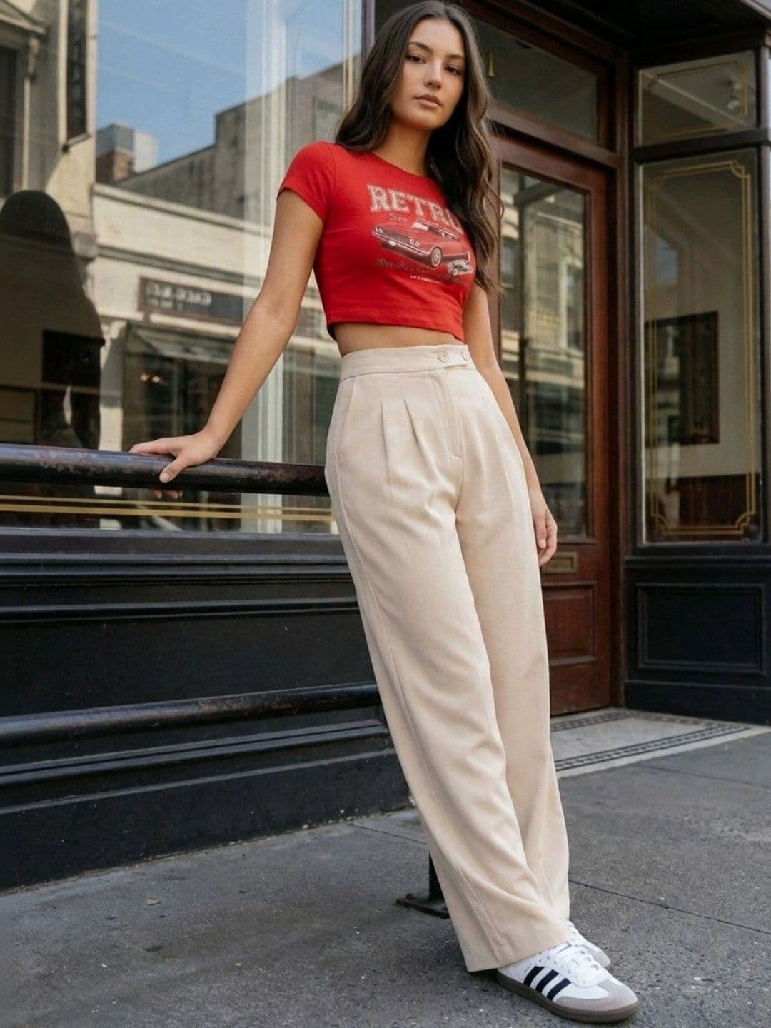GIRL CNTRL Women Comfort High-Rise Easy Wash Pleated Culottes Trousers - view 1
