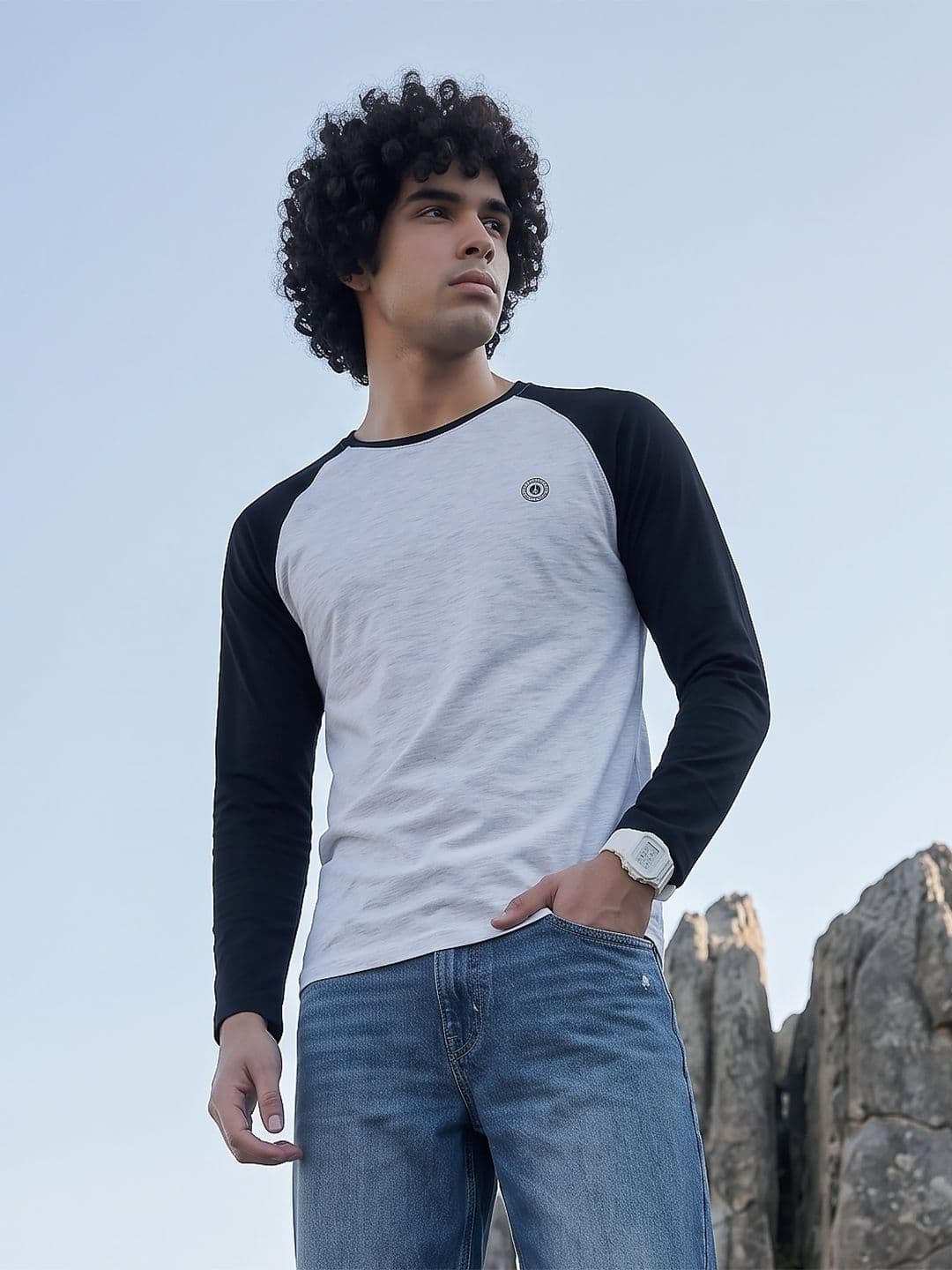 The Roadster Life Co. Colourblocked Pure Cotton T-shirt - view 1