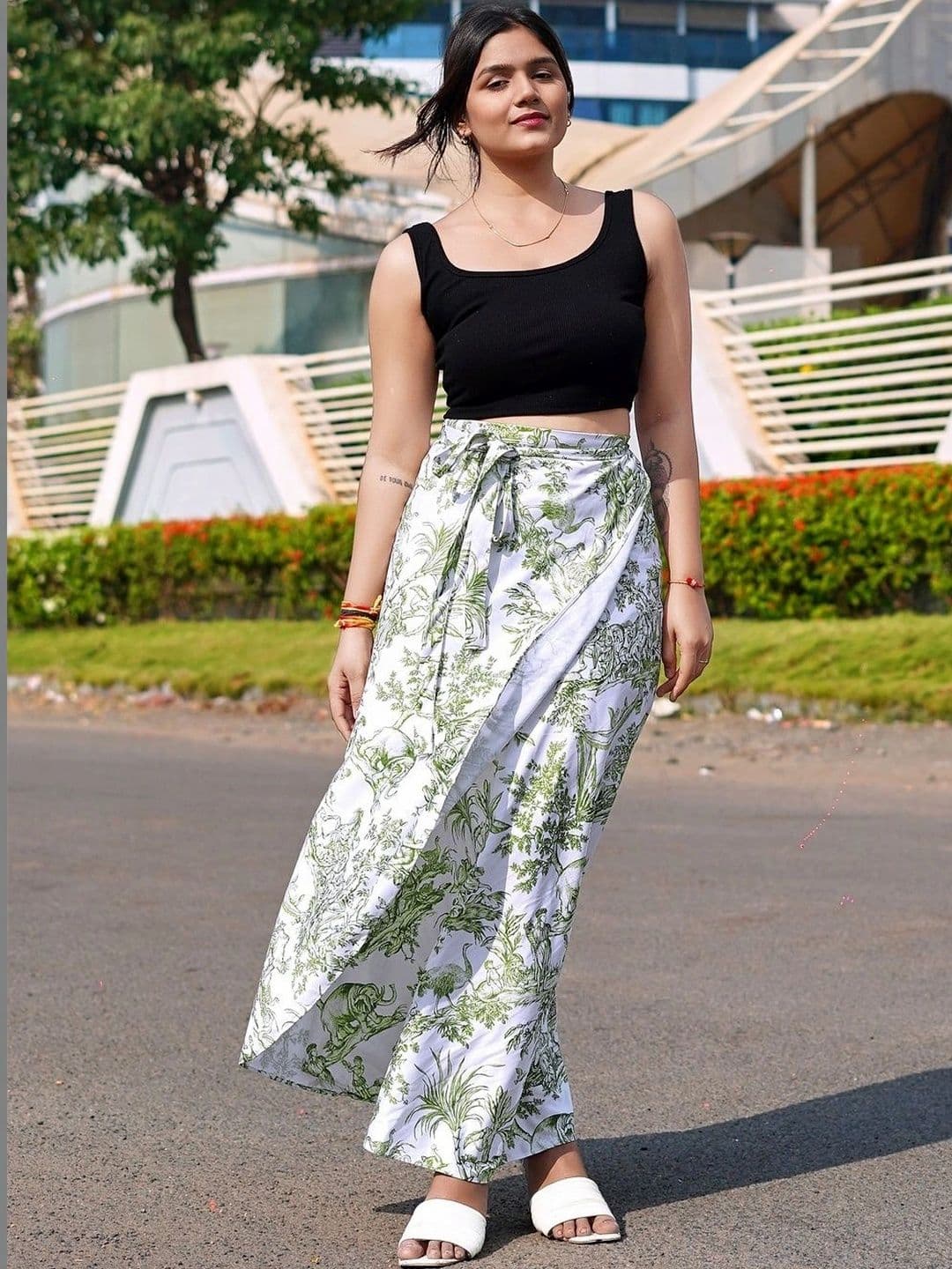 Moda Rapido Women Cotton Cambric Floral Tropical Maxi Wrap Skirt - view 1