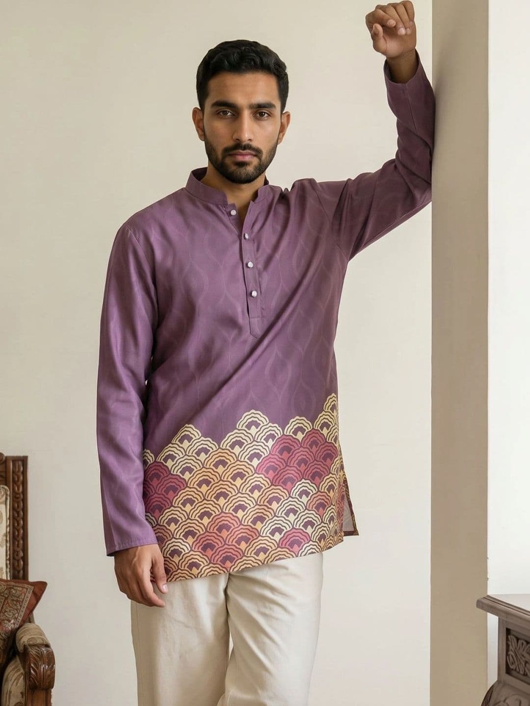 Jompers Men's Geometric Printed Kurta - view 1