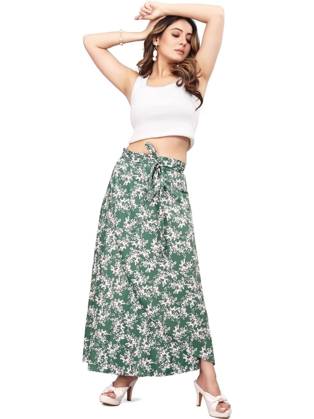 Moda Rapido Women Cotton Cambric Floral Maxi Wrap Skirt - view 1