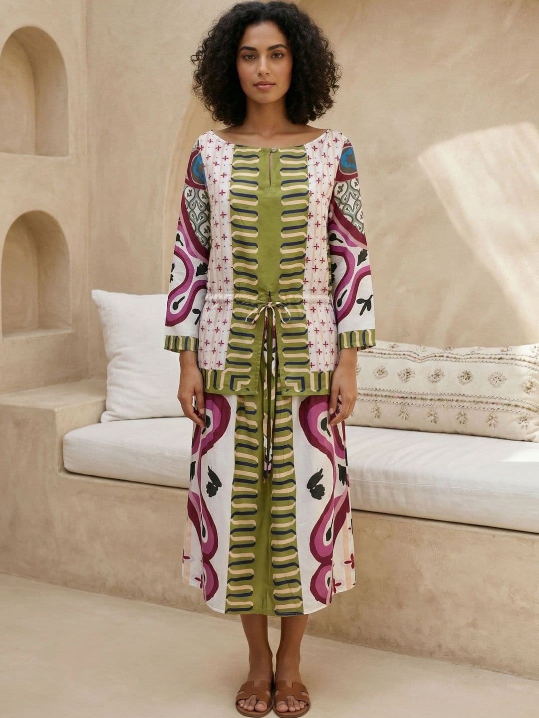 Aura By Sanskrutihomes Bohemian Printed Tunic with Palazzos - view 1