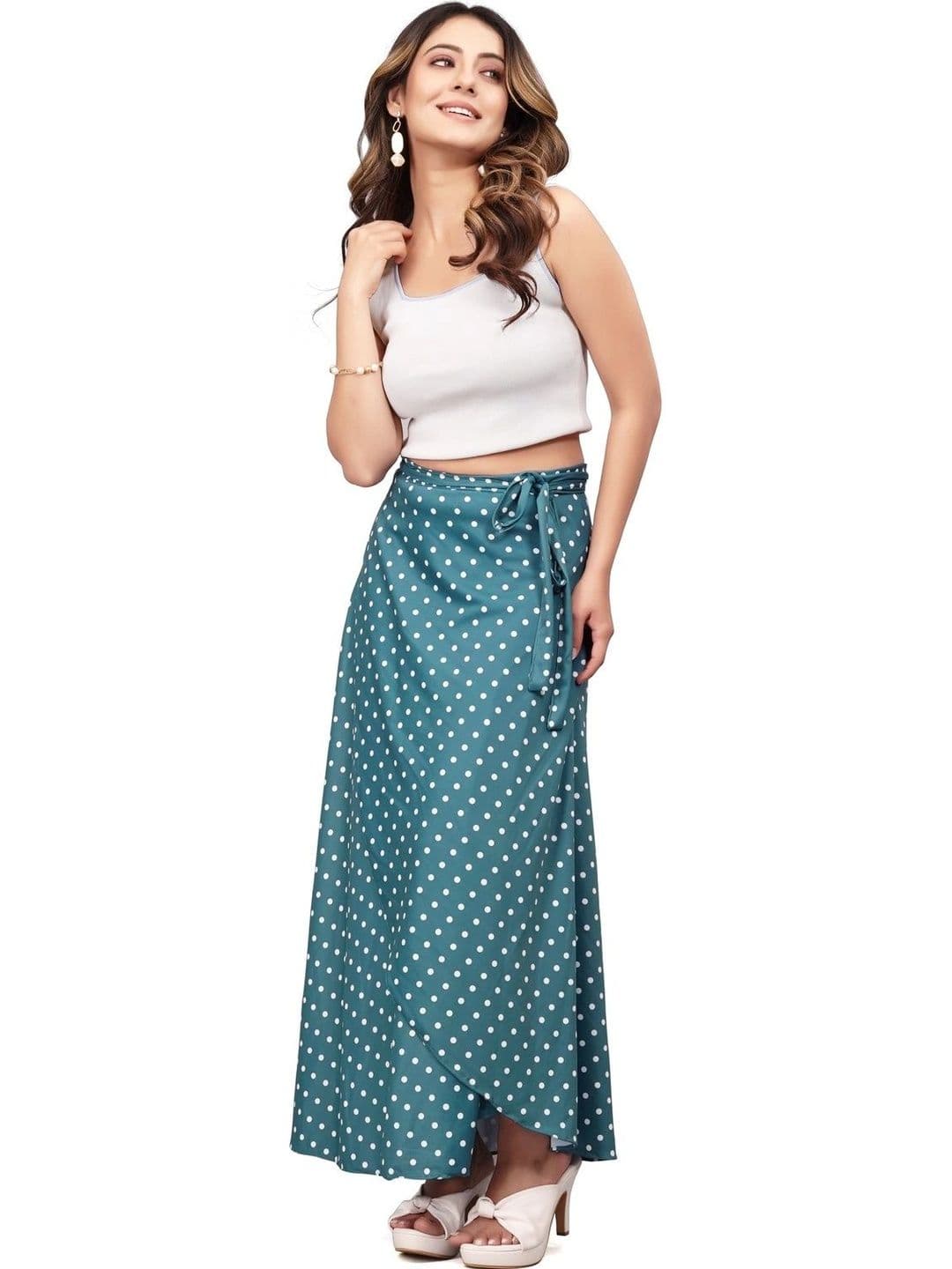 Moda Rapido Women Cotton Cambric Geometric Front Slit Maxi Wrap Skirt - view 1