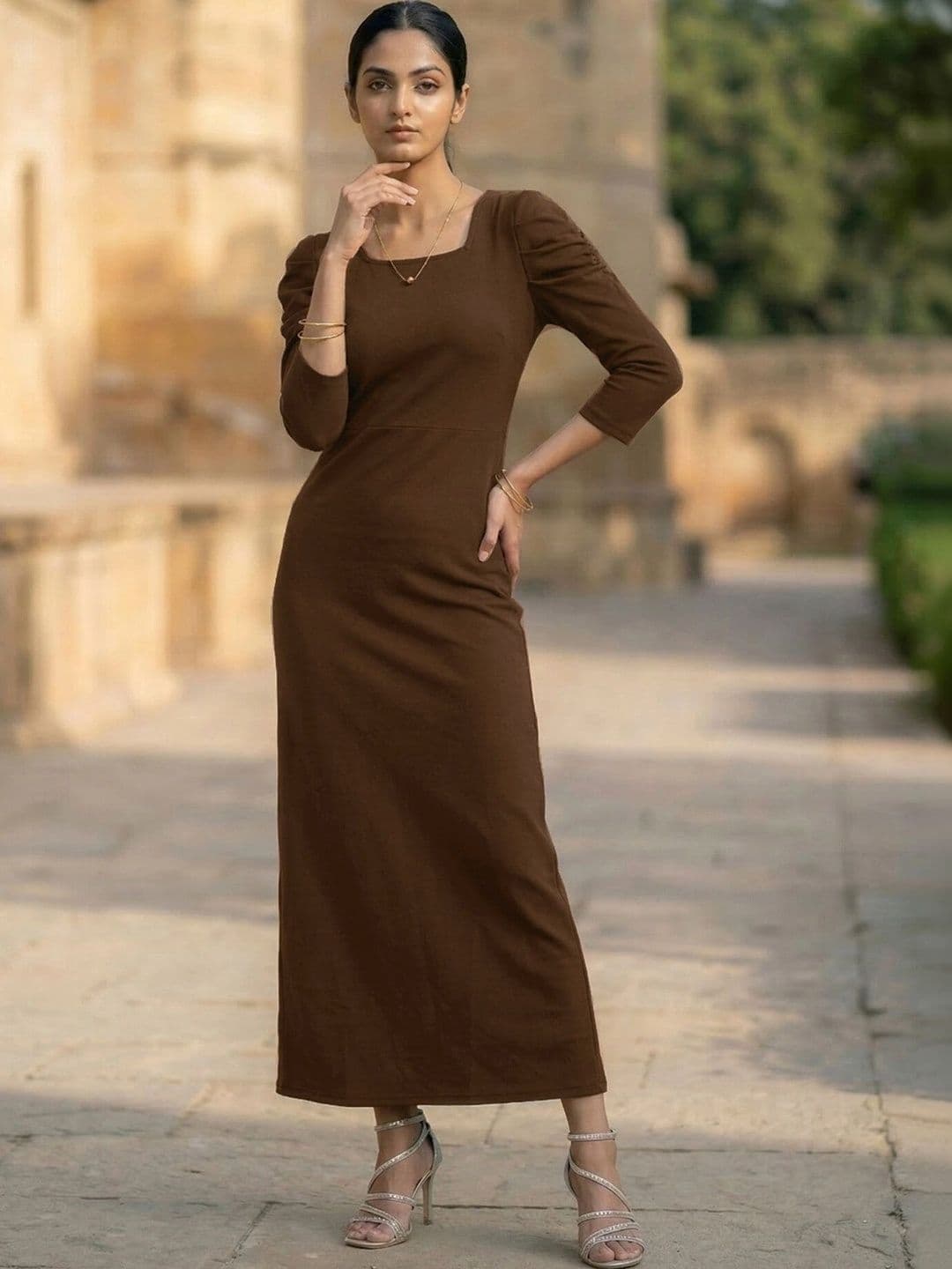 Chemistry Puff Sleeve Sheath Maxi Dress - view 1