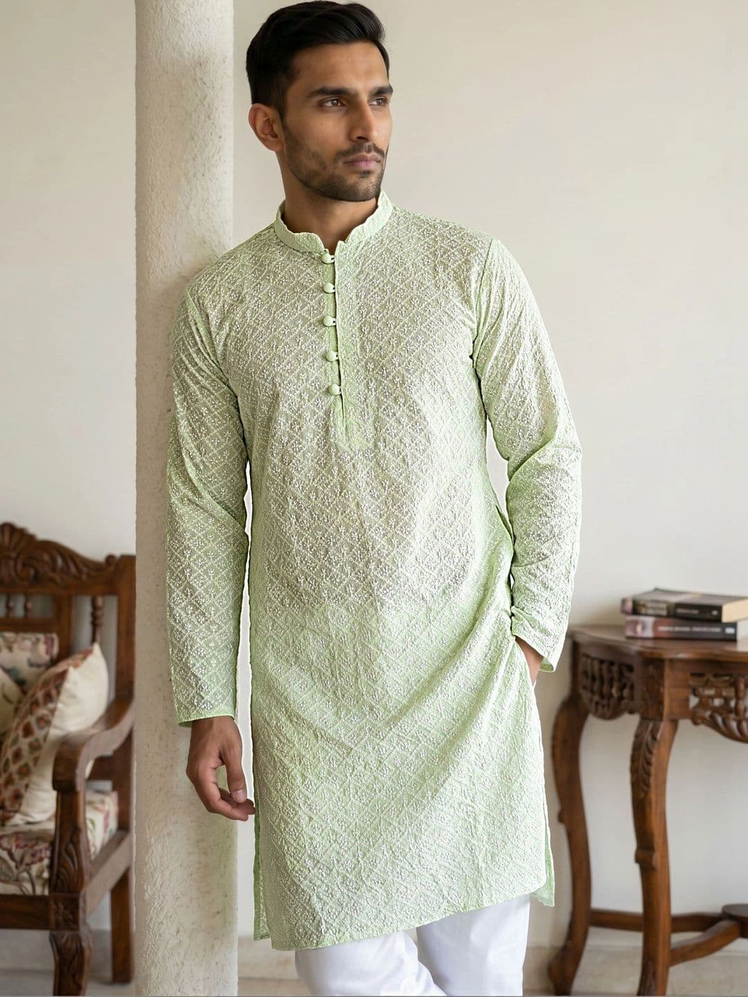 Jompers Floral Embroidered Kurta for Men - view 1