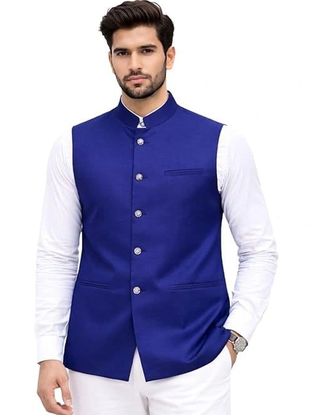 BIS CREATIONS Cotton Mandarin Collar Nehru Jacket - view 1