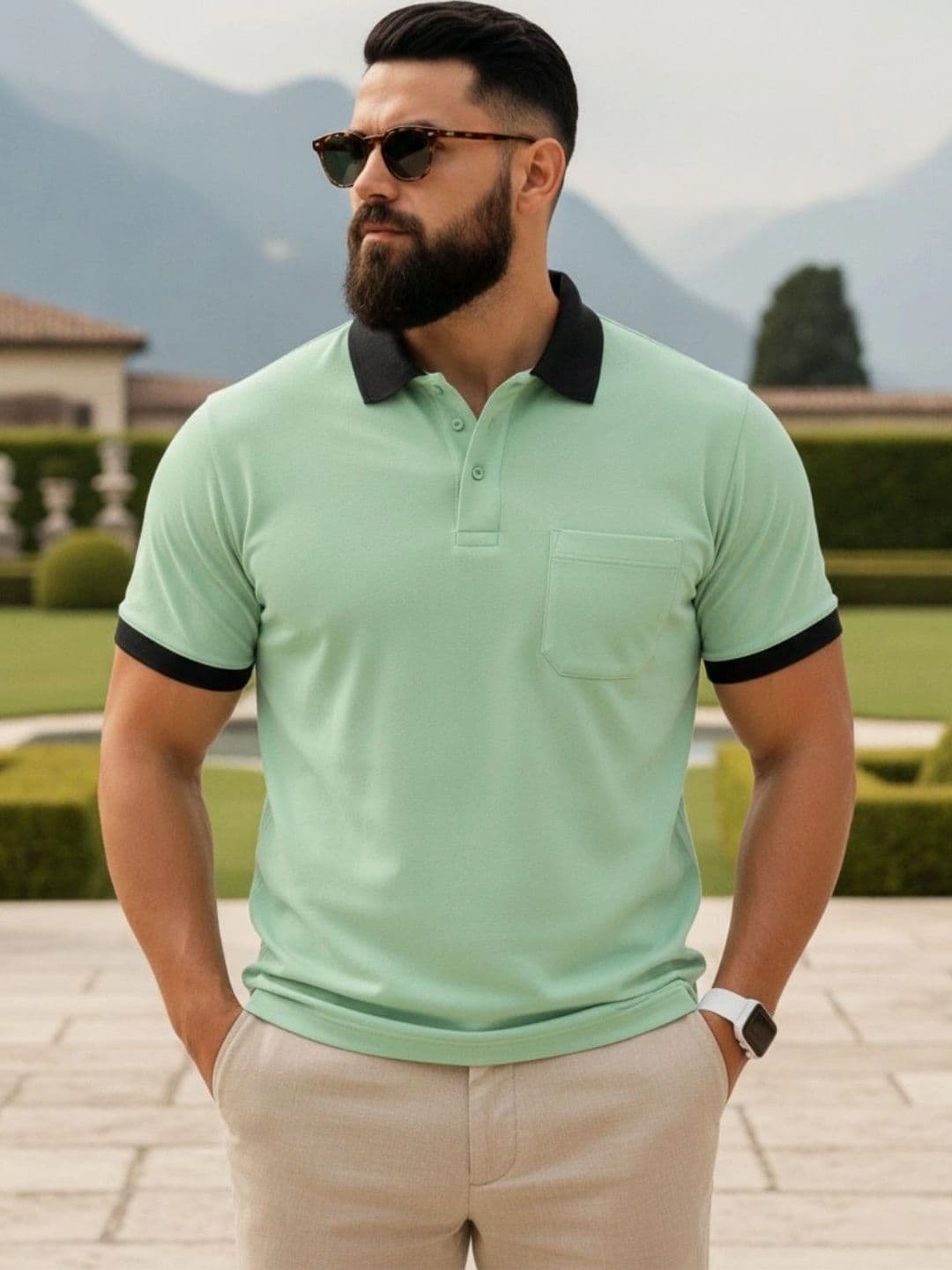 SAIKSA FASHION Men Polo Collar Pockets T-shirt - view 1