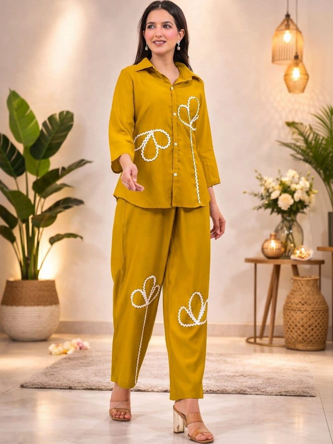 AADIKALA Women Embellished Shirt with Trousers - view 1