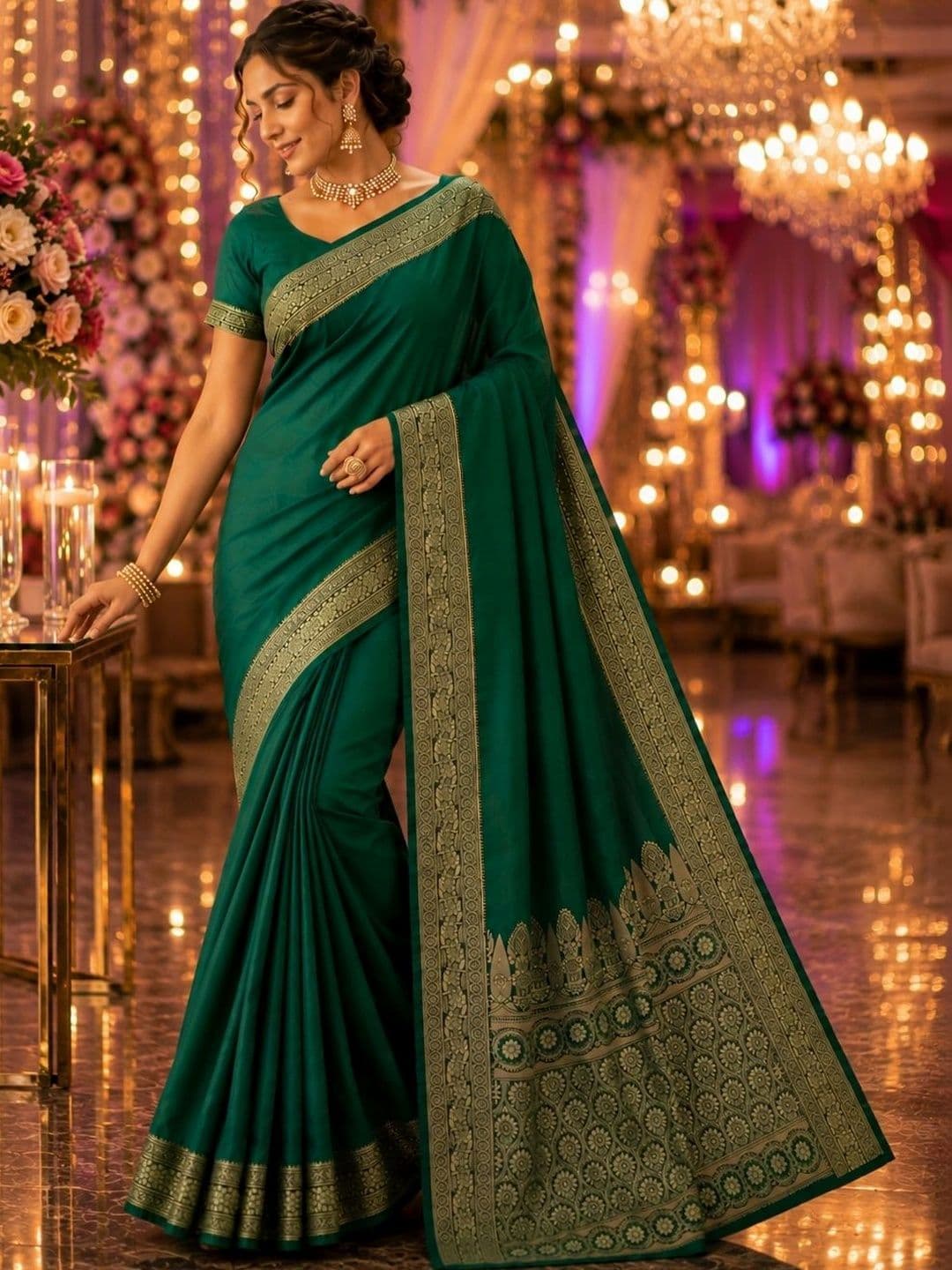 Prisan Zari Silk Blend Banarasi Saree - view 1