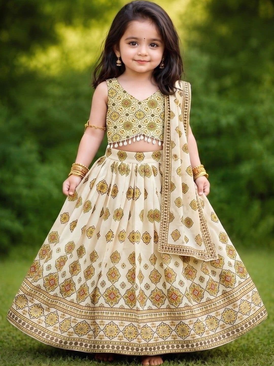 Shoryam Fashion Girls Printed Ready to Wear Lehenga & Blouse With Dupatta - view 1