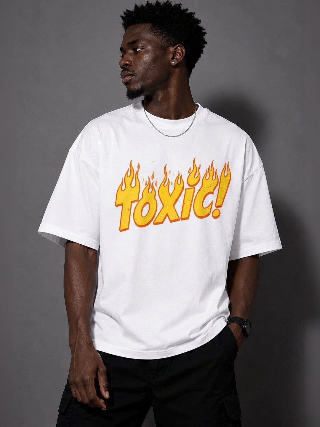 HERE&NOW Men Typography Printed Drop-Shoulder Sleeves T-shirt - view 1