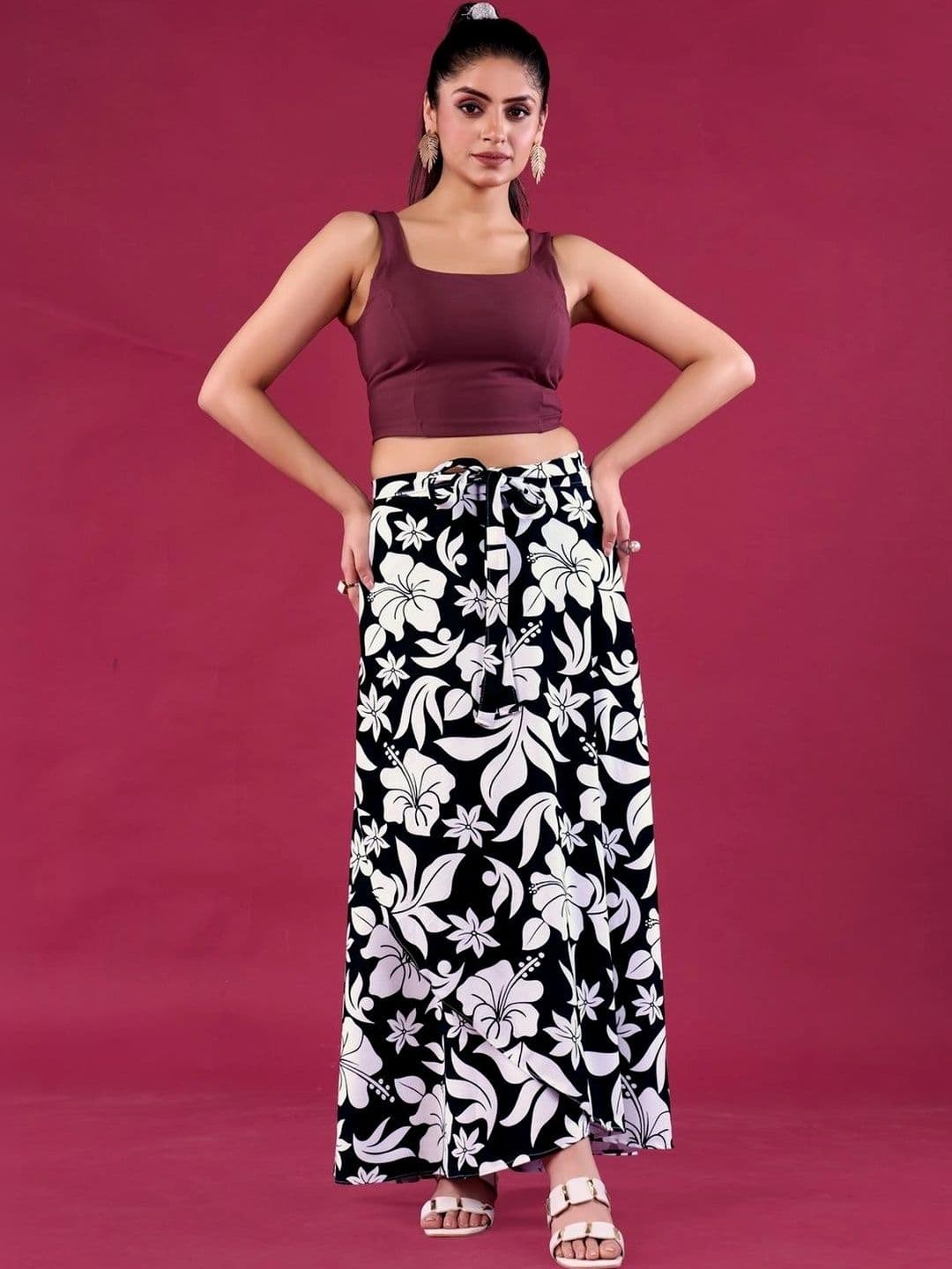 Moda Rapido Cotton Cambric Floral Maxi Wrap Skirt - view 1